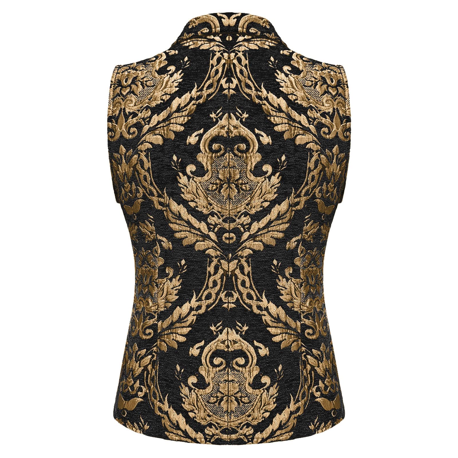 Men's Casual Retro Jacquard Print Lapel Vest Sleeveless Top - Vintage Style Button Up Waistcoat for Business Casual & Outdoor Wear