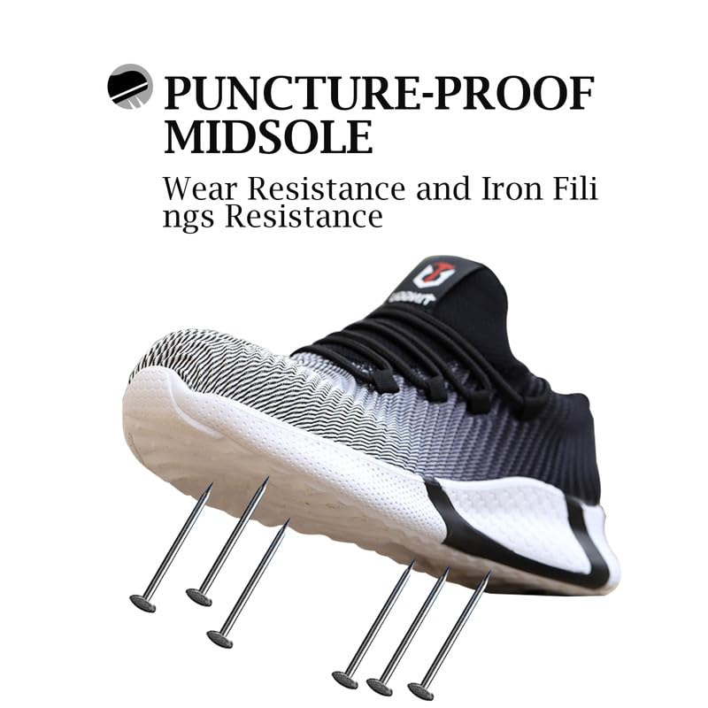 **BaoBeiJiaDao Steel Toe Work Shoes for Men & Women - Non-Slip, Lightweight Safety Shoes with Arch Support, Puncture & Slip Resistant - Ideal for Construction, Warehouse & Outdoor Work**