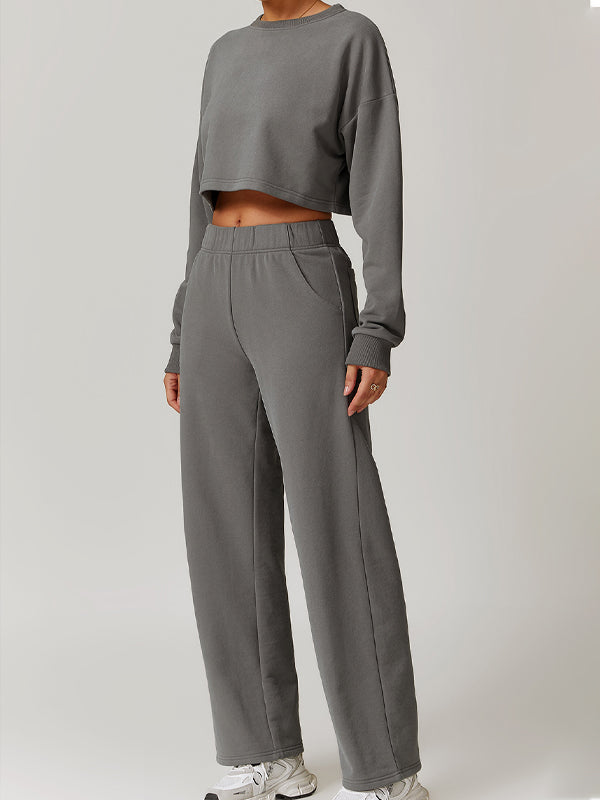 ZASUWA Women's Split Backless High Waisted Casual Loose Tracksuit Set - Comfortable Lounge Wear for Home, Yoga & Street Fashion