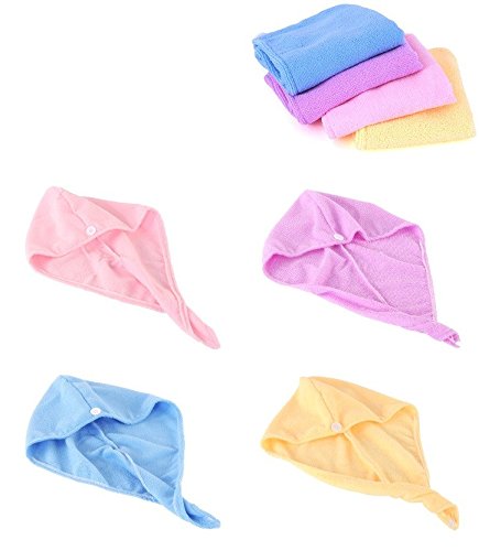 FOK 1 PC Magic Fast Dry Soft Microfiber Hair Towel Wrap Cap - Super Absorbent Hair Turban for Women & Men - Perfect for Post Shower, Swimming, Spa & Salon Use (Random Color)