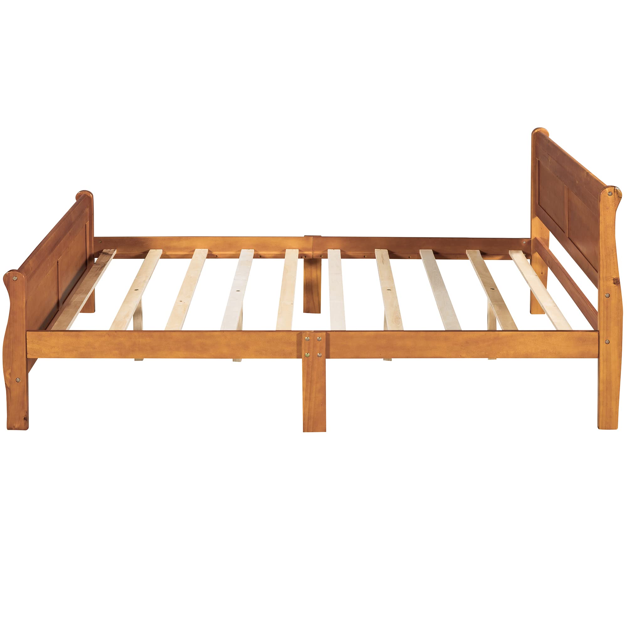 Harper & Bright Designs Full Size Wooden Bed Frame with Headboard and Footboard - Sturdy Platform Bed for Kids, No Box Spring Needed - Solid Oak Construction - Perfect for Boys and Girls Bedrooms, Dorm Rooms, and Guest Rooms