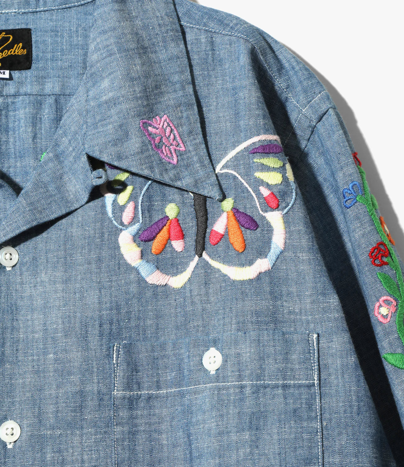 Premium Cotton Chambray Embroidered Shirt for Men & Women - Stylish Blue Indian Embroidery Design - Perfect for Casual Wear, Office & Outdoor Activities