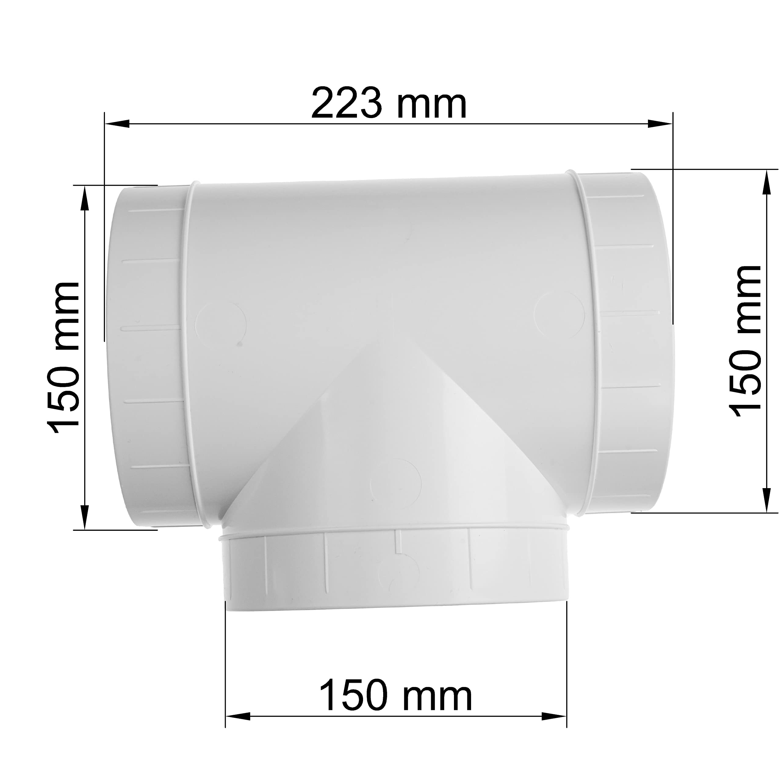 6 Inch 3-Way Duct Connector - T-Shaped Hose Adapter/Splitter for Round Pipe - Compatible with Extractor Fan, Dryer Vent & Duct Hose - Heavy Duty HVAC & Ventilation Fitting for Home, Workshop & Industrial Use
