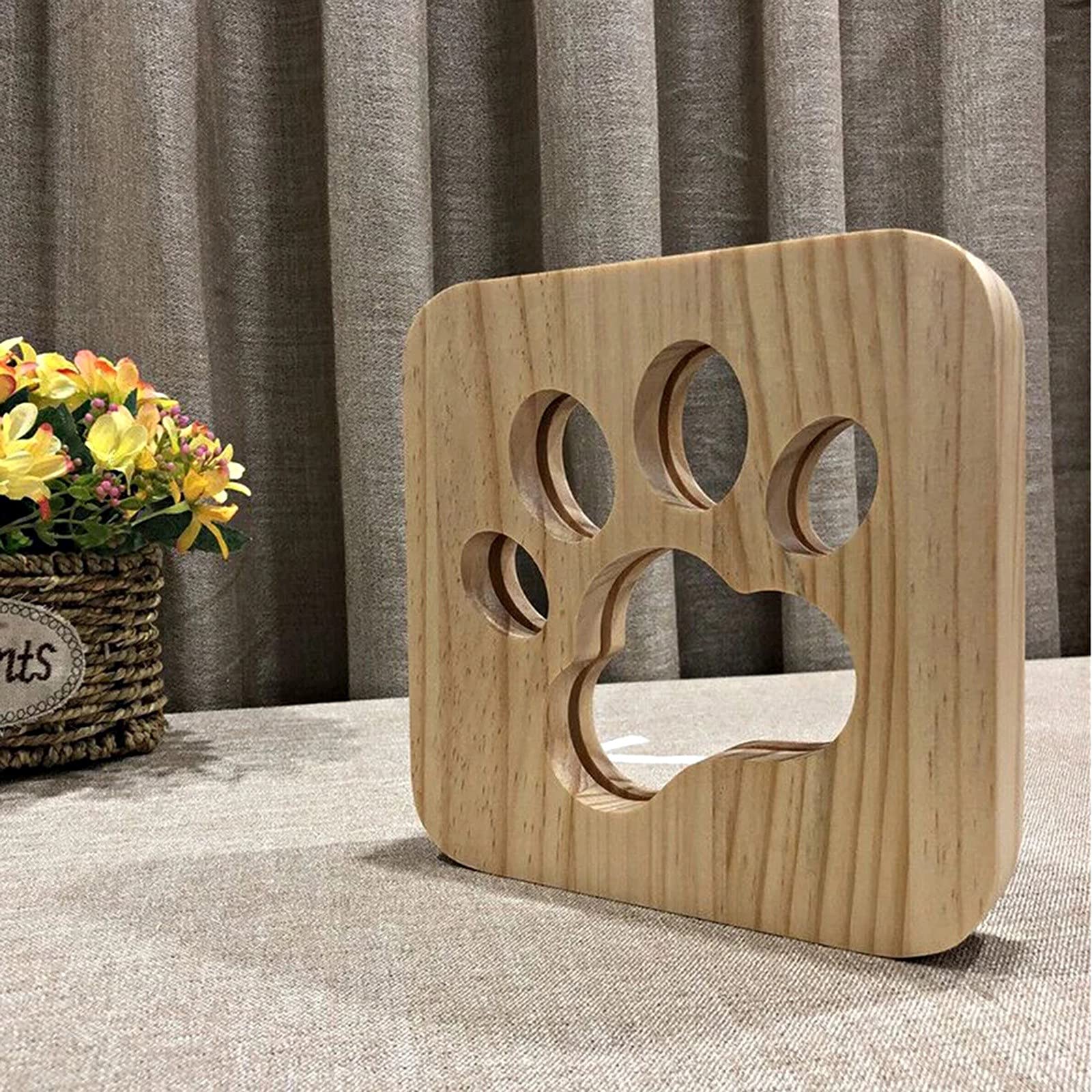 LED Wooden Dog Paw & Wolf Head Table Lamp - USB Night Light for Bedroom, Living Room, Desk - Creative Kids Room Decor with Warm Light - Perfect Gift for Home & Office Use
