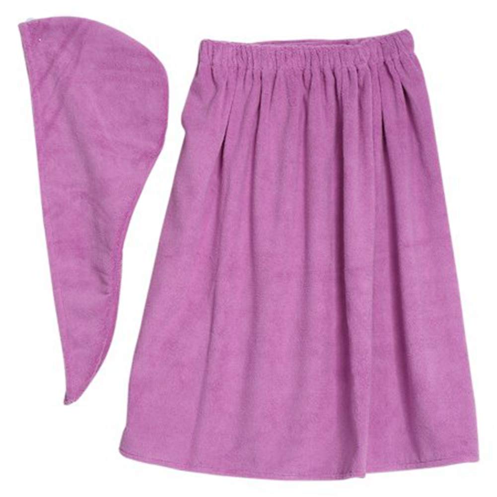 **Agatige Soft & Absorbent Bath Towel Wrap Set - Quick Dry Spa Body Wrap with Hair Drying Cap for Women (Purple) - Perfect for Shower, Bath, Spa & Beach**