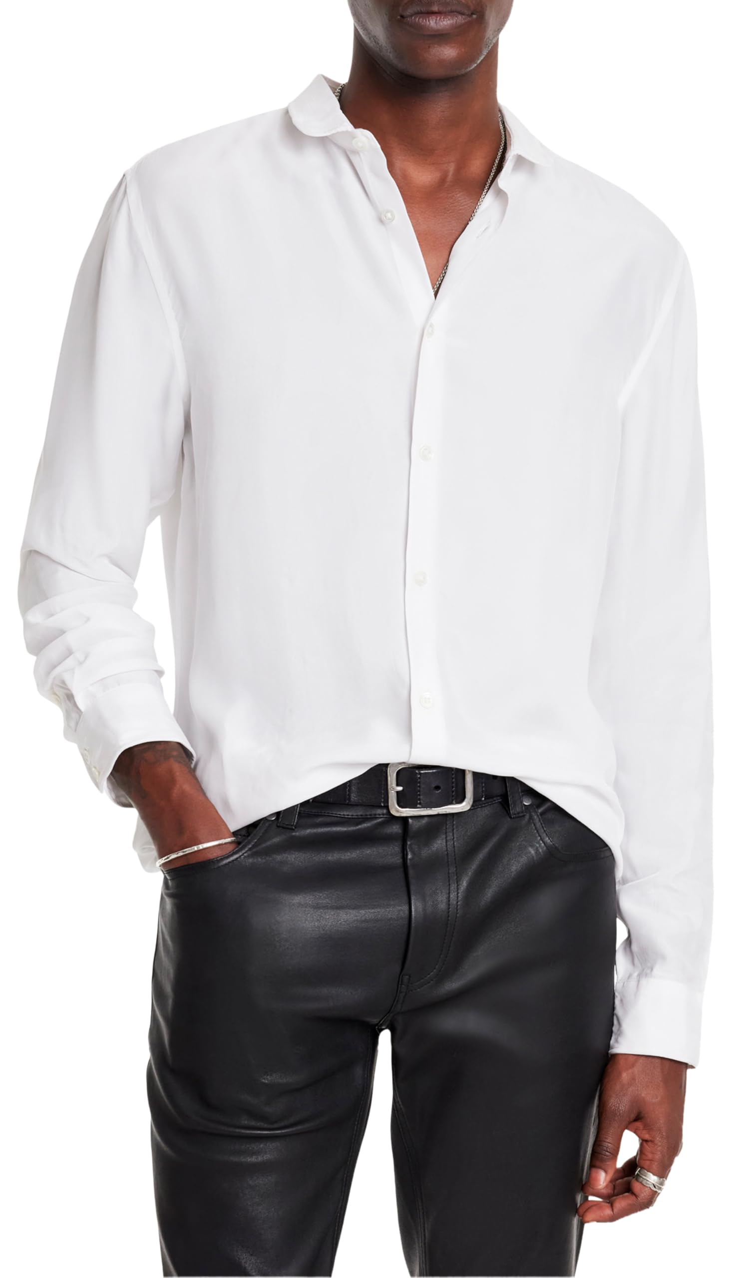 John Varvatos Men's Orchard Button-Down Shirt - Casual Slim Fit Long Sleeve Dress Shirt for Work, Date Night & Business Meetings