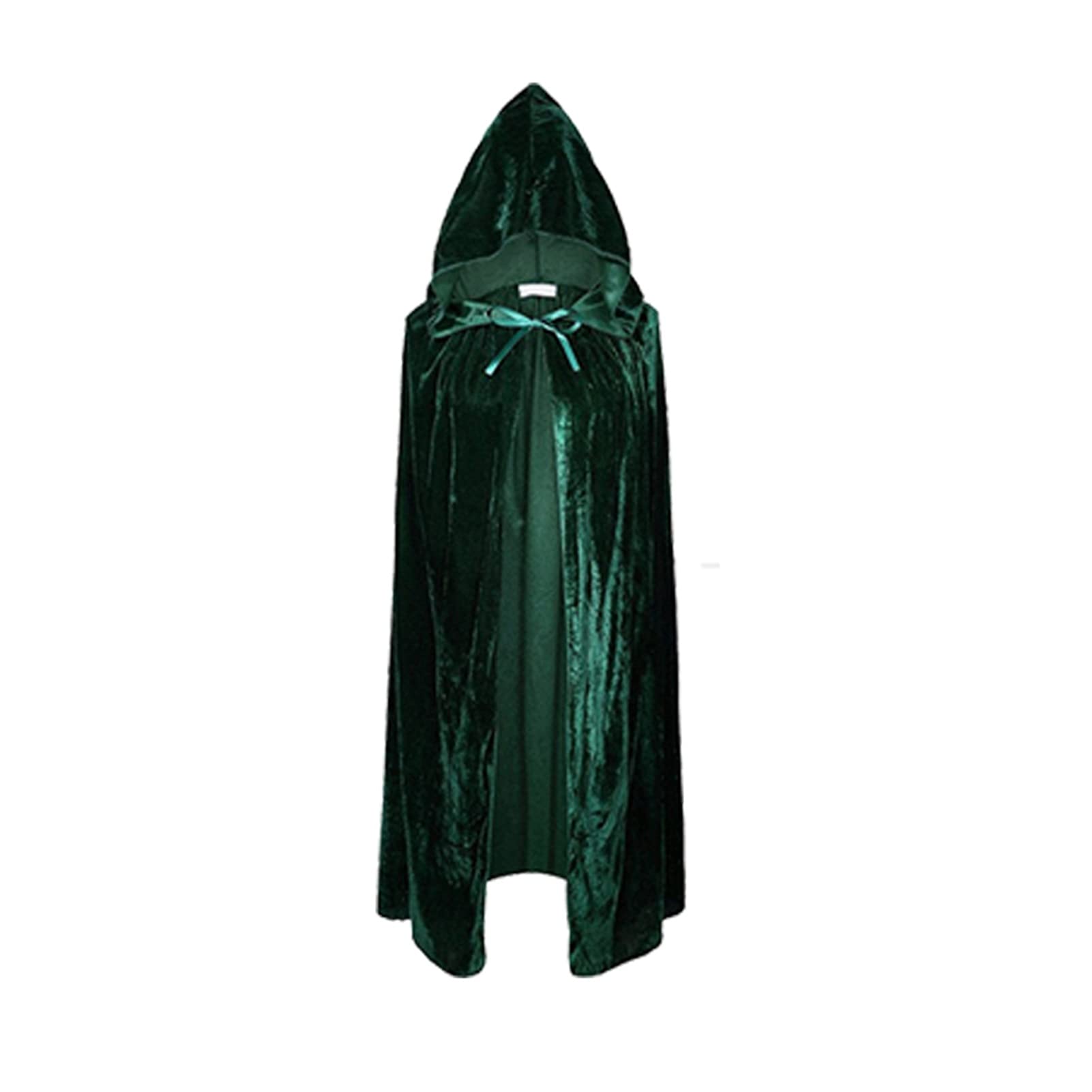 Medieval Witch Vampire Magician Cape - Velvet Hooded Cloak for Adults (Green, One Size) | Halloween Costume, Cosplay, Renaissance Faire & Gothic Fashion Accessory