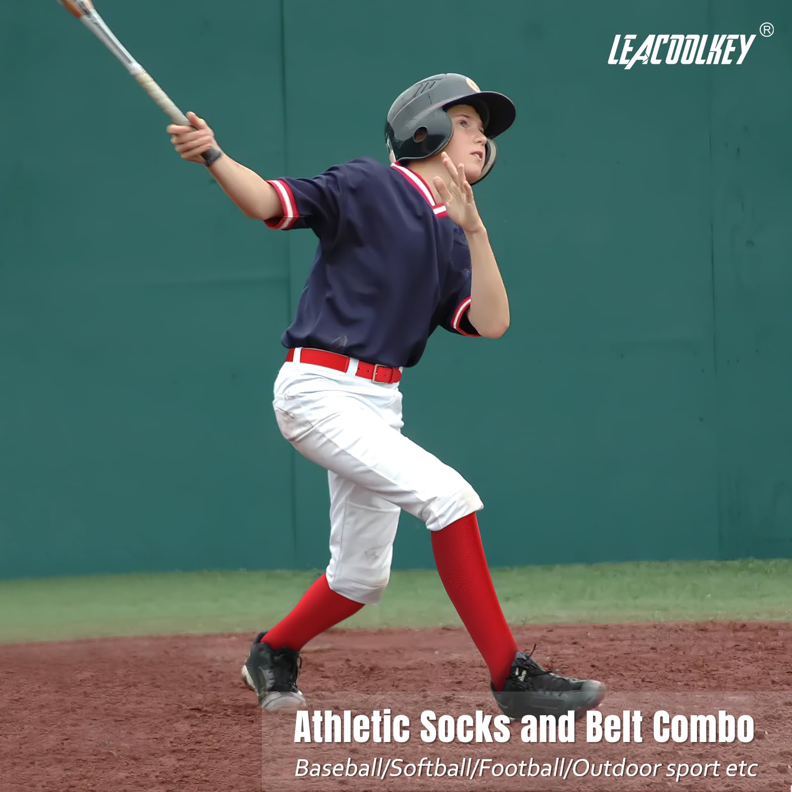 LEACOOLKEY Baseball Socks & Belt Set - Adjustable Elastic Socks with Belt for Adult & Youth Softball Players - Perfect for Baseball Games, Training & Team Uniforms