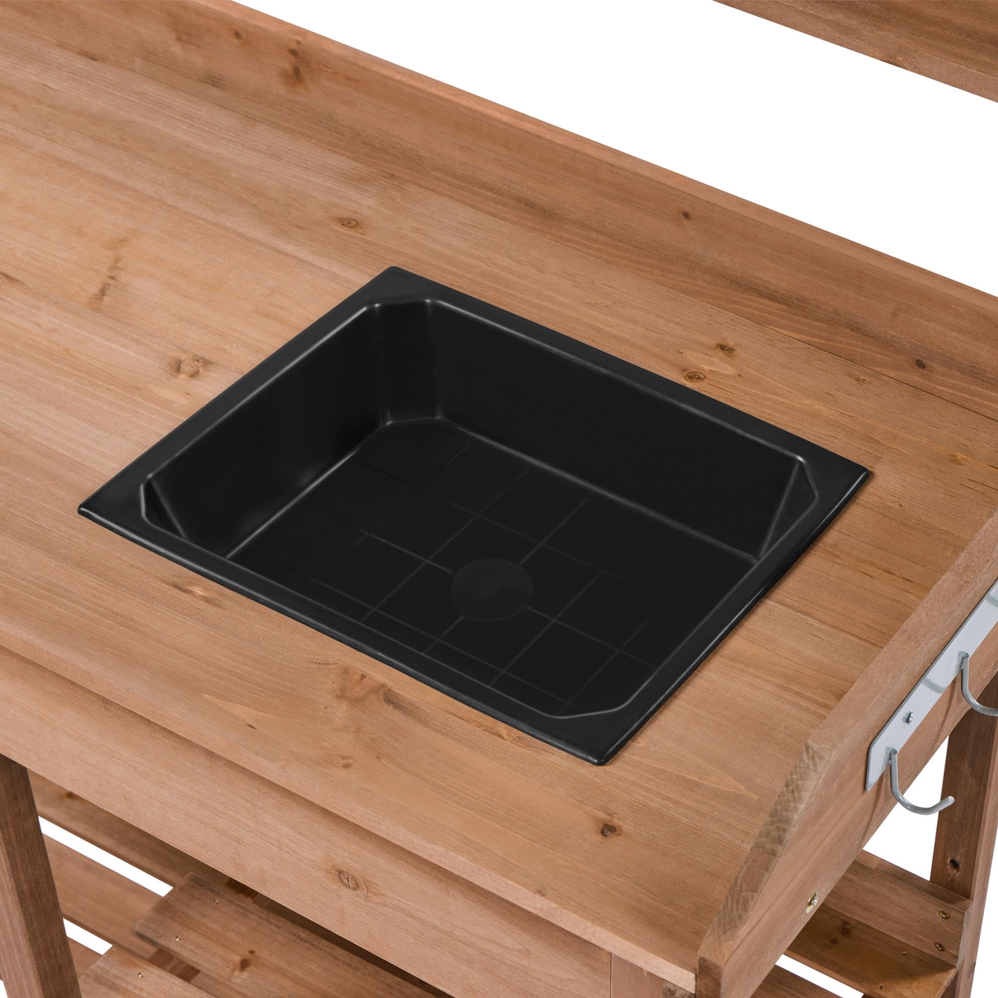 Yaheetech Outdoor Potting Bench with Sink, Drawer & Shelves - Solid Wood Garden Work Station for Planting, Horticulture & Gardening - Perfect for Backyard, Patio & Greenhouse Use