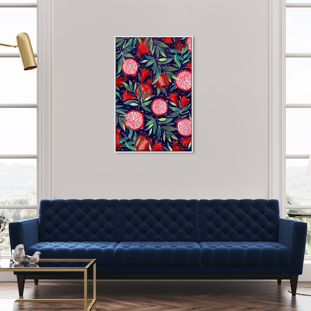 Blooming Tropical Flowers Framed Canvas Wall Art - White Cabin & Lodge Decor for Kitchen, Living Room, Bedroom - Nature Inspired Home Decor