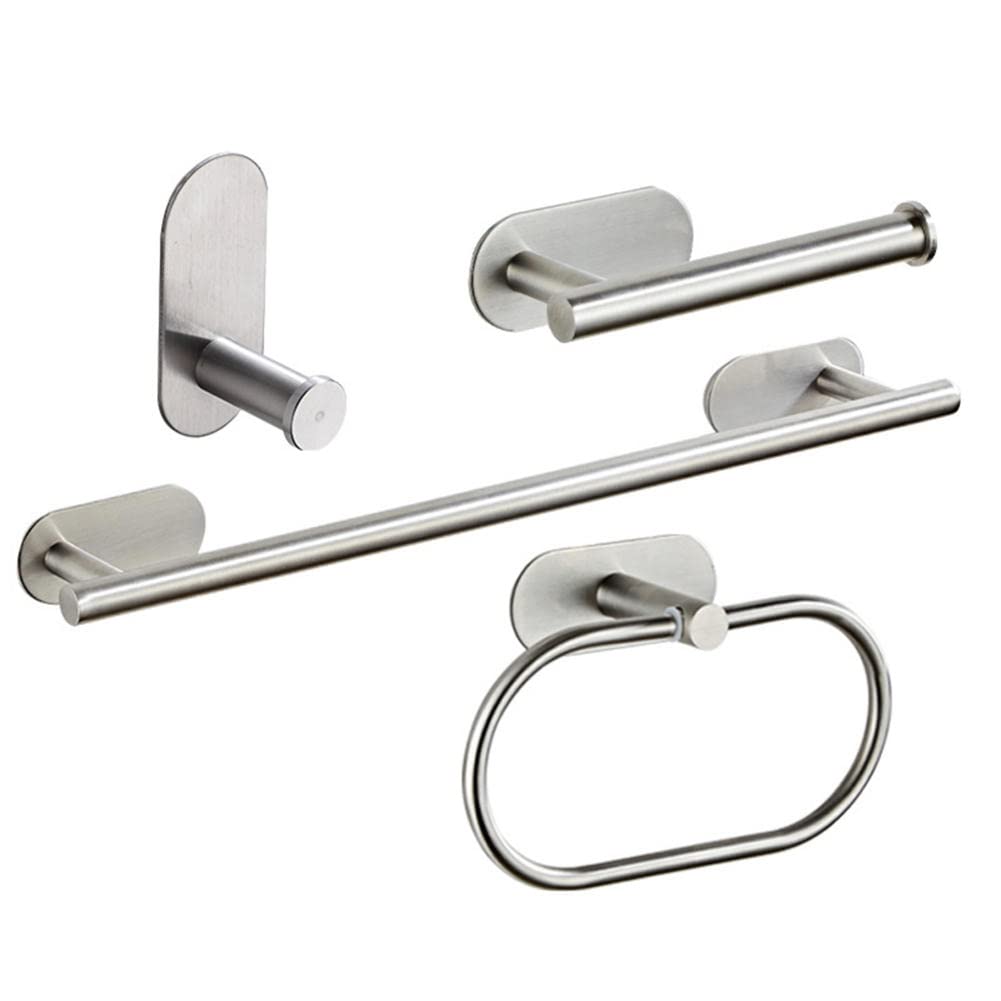 JINYISI 4-Piece Brushed Gold Towel Bar Set - Stainless Steel Bathroom Towel Rack & Paper Holder - Elegant Gold Towel Rail for Modern Bathroom Decor (Perfect for Guest Bathrooms, Master Suites & Spa-Style Showers)