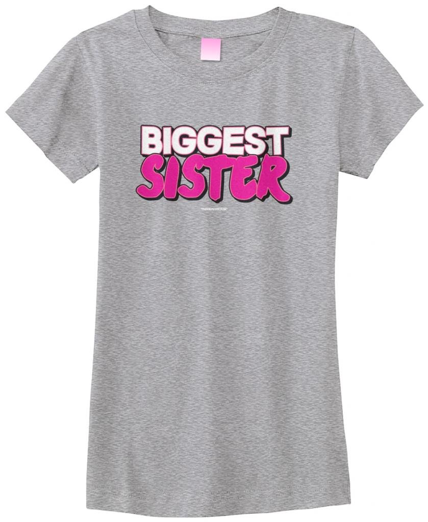 Threadrock Big Girls' Biggest Sister Fitted T-Shirt - Soft Cotton Crewneck Tee for Teens & Tweens - Perfect for School, Family Outings & Sister Matching Outfits