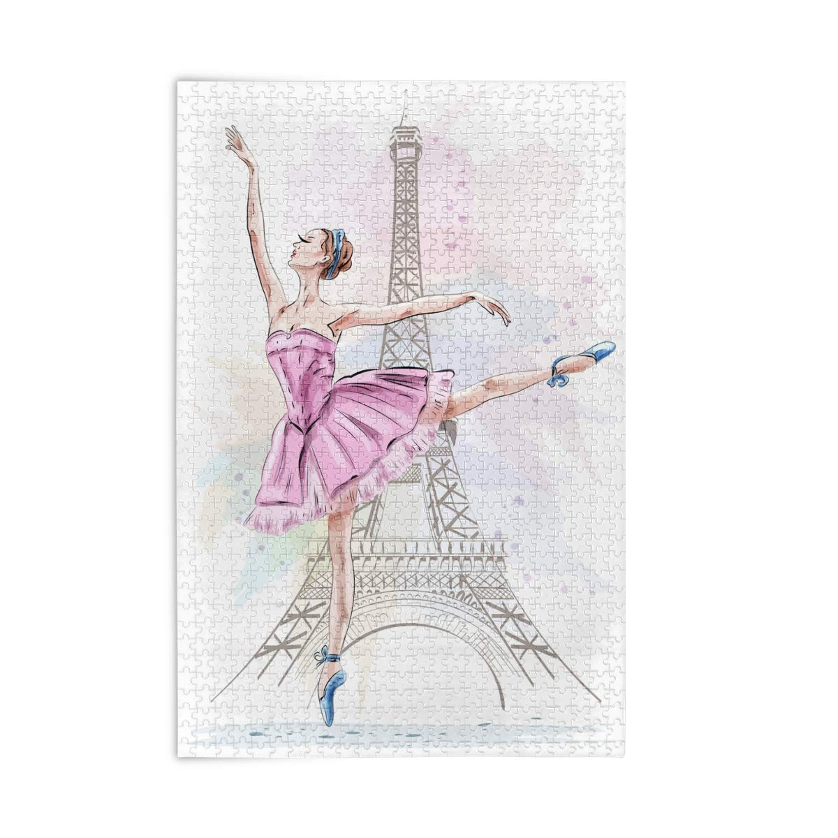 MOYYO 500-Piece Wooden Jigsaw Puzzle - Beautiful Ballerina Dancing on Eiffel Tower - Educational Family Game for Adults & Kids - Perfect for Home Decor, Wall Art, and Gift Giving - Great for Family Bonding, Brain Training & Classroom Activities