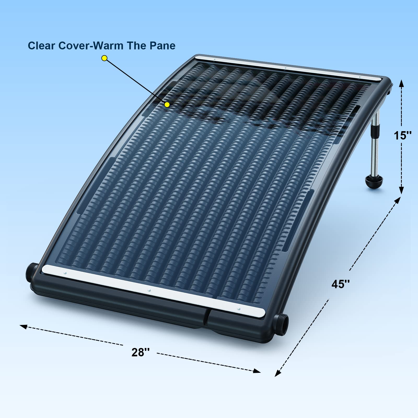 Efficient Curve Solar Pool Heater for Above-Ground & Inground Pools - Includes 2 Adapters, 2 Hoses & Clamps | Extend Swimming Season & Save Energy