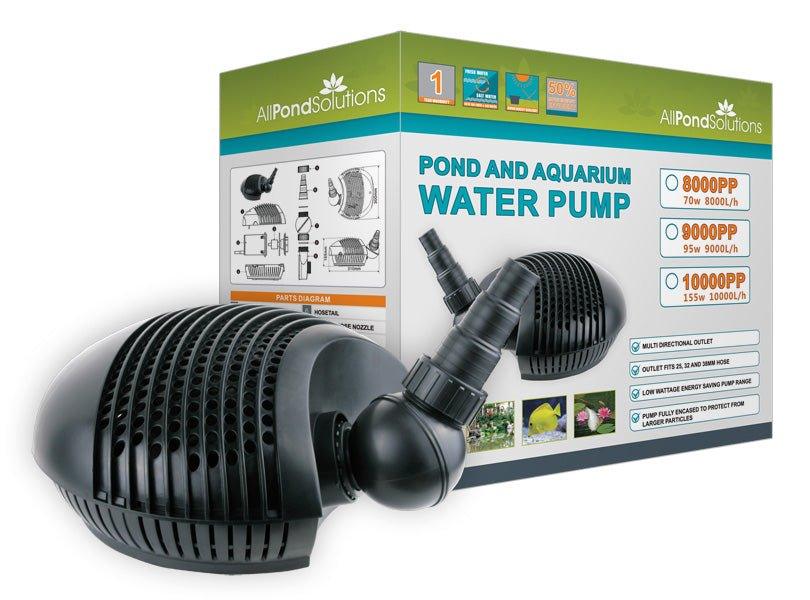AllPondSolutions 10000 L/H Submersible Pond Pump - High Flow Water Pump for Ponds, Fountains, Waterfalls & Hydroponics - Energy Efficient & Quiet Operation - Ideal for Garden, Backyard & Aquaculture Use