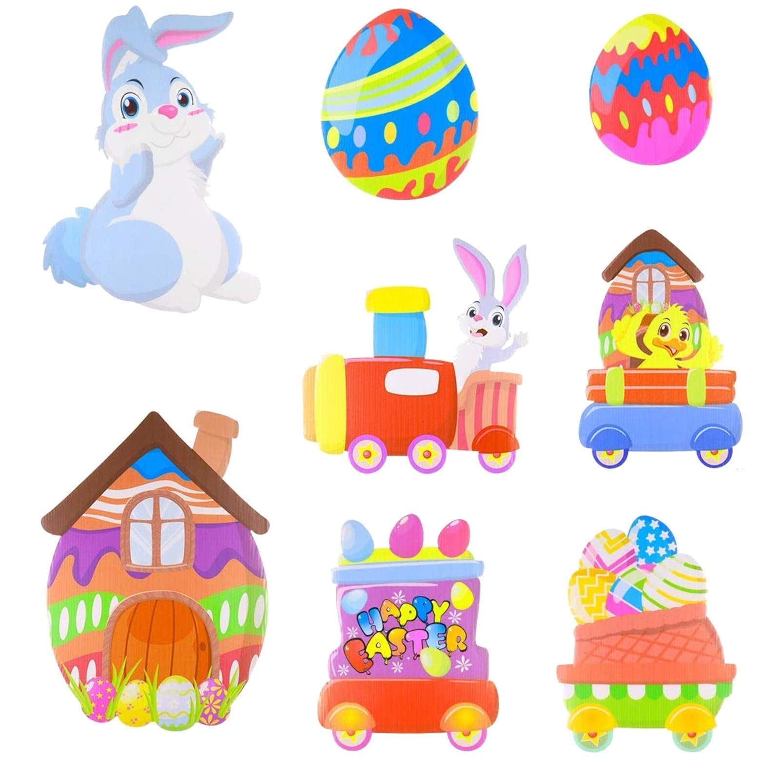 BiCophy 8PCS Easter Yard Signs - Bunny & Egg Outdoor Decorations with Stakes for Lawn, Garden & Walkway - Perfect for Easter Party, Spring Home Decor & Holiday Yard Display