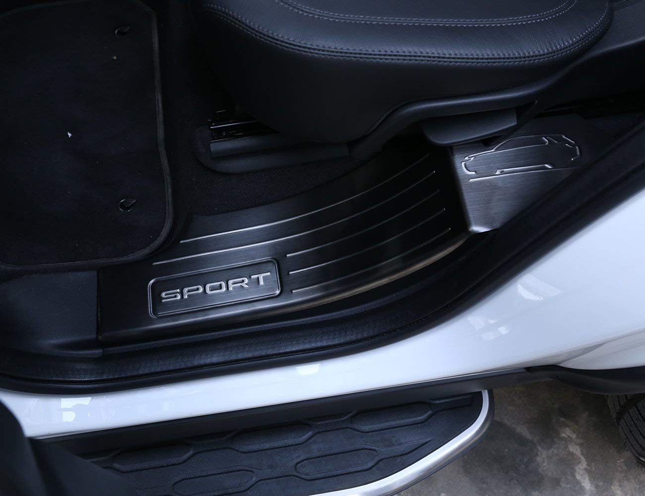 304 Stainless Steel Door Sill Scuff Plate Protector for Land Rover Discovery Sport 7 Seats 2015-2017 - 4pcs Black Interior Car Accessories - Durable Scratch Guard for SUV Doors & Enhanced Vehicle Protection