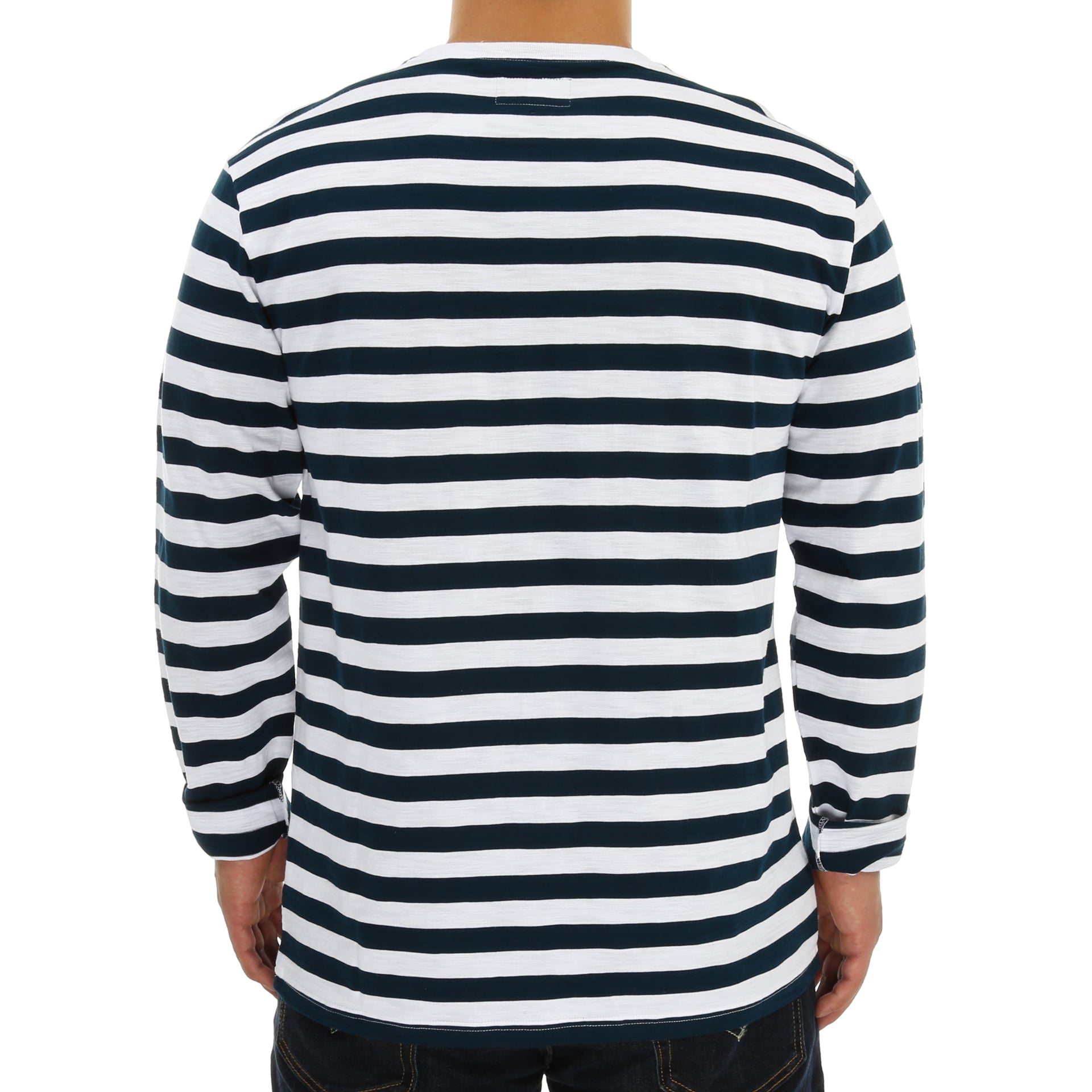 Diamond Pablo Long Sleeve T-Shirt for Men - Navy Blue Cotton Crewneck Top for Casual Wear & Street Style
