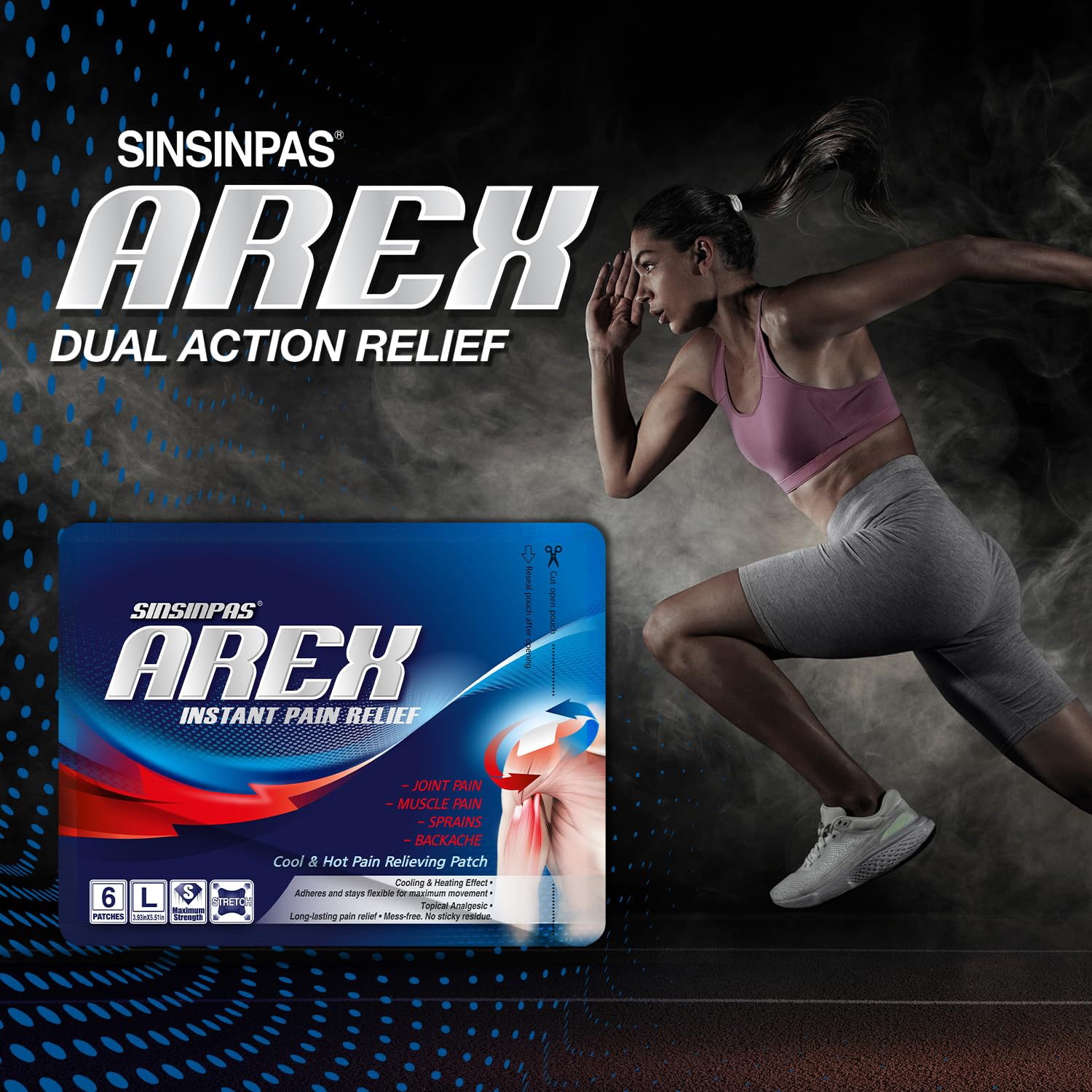 AREX Cool & Hot Pain Relieving Patch - Large 4 Pack (24 Patches Total) - Fast Acting Muscle & Joint Pain Relief for Back, Shoulder, Knee - Perfect for Athletes, Office Workers & Arthritis Sufferers