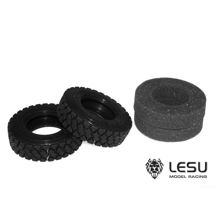 Upgraded 1Pair LESU Rubber Tires for 1/14 Scale RC Tractor Truck - Compatible with TAMIYA Model Cars, Hydraulic Dumper Trailers & Remote Control Tippers - Durable Off-Road Performance for RC Construction Vehicle Enthusiasts