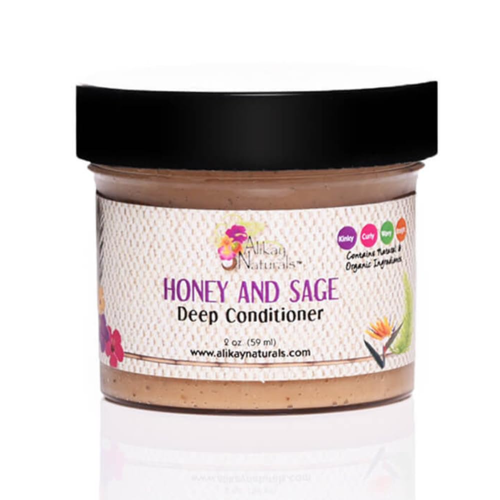 Alikay Naturals Honey & Sage Deep Conditioner Travel Size - 2oz for Dry & Damaged Hair - Perfect for On-the-Go Hydration & Salon-Quality Hair Care at Home