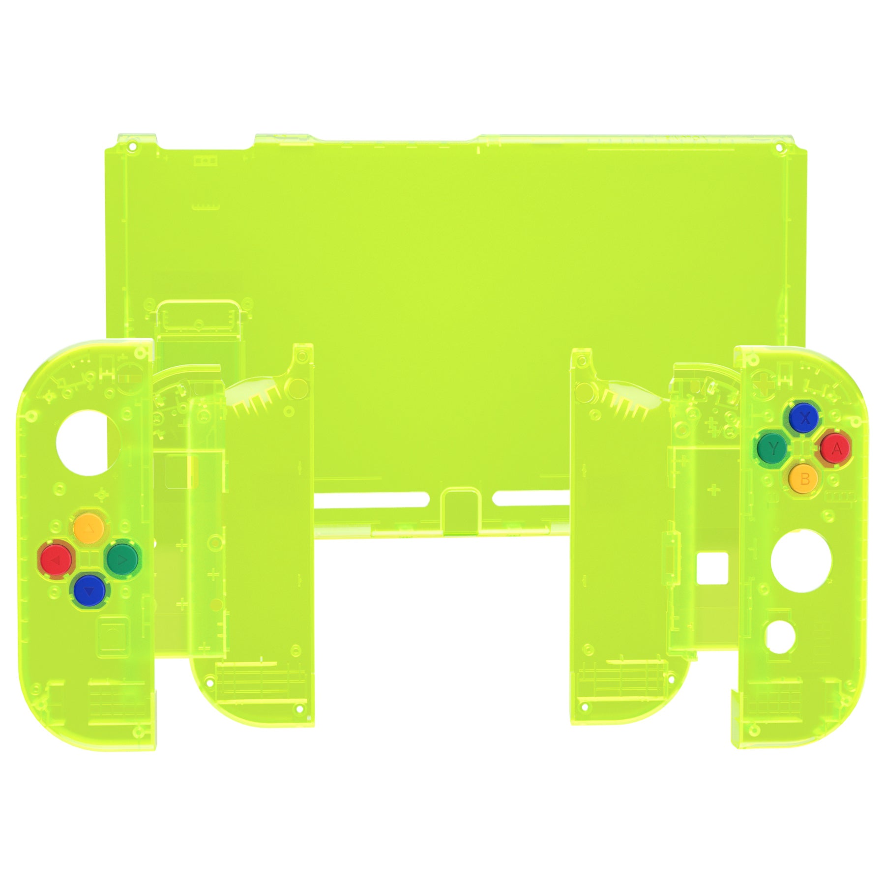 eXtremeRate Clear Lime Green Back Plate & Full Button Set for Nintendo Switch Console & Joycon Controllers - DIY Replacement Shell for Enhanced Gaming Experience | Perfect for Home, Travel & Multiplayer Gaming