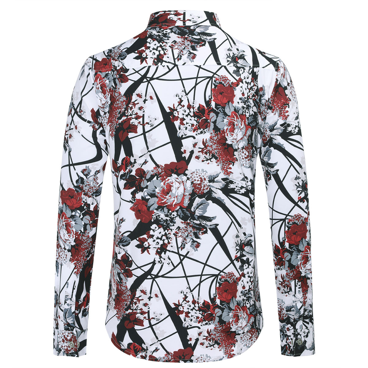 Stylish Slim Fit Red Plum Blossom Print Shirt for Men - Trendy Casual & Office Wear - Perfect for Date Nights, Parties & Business Meetings