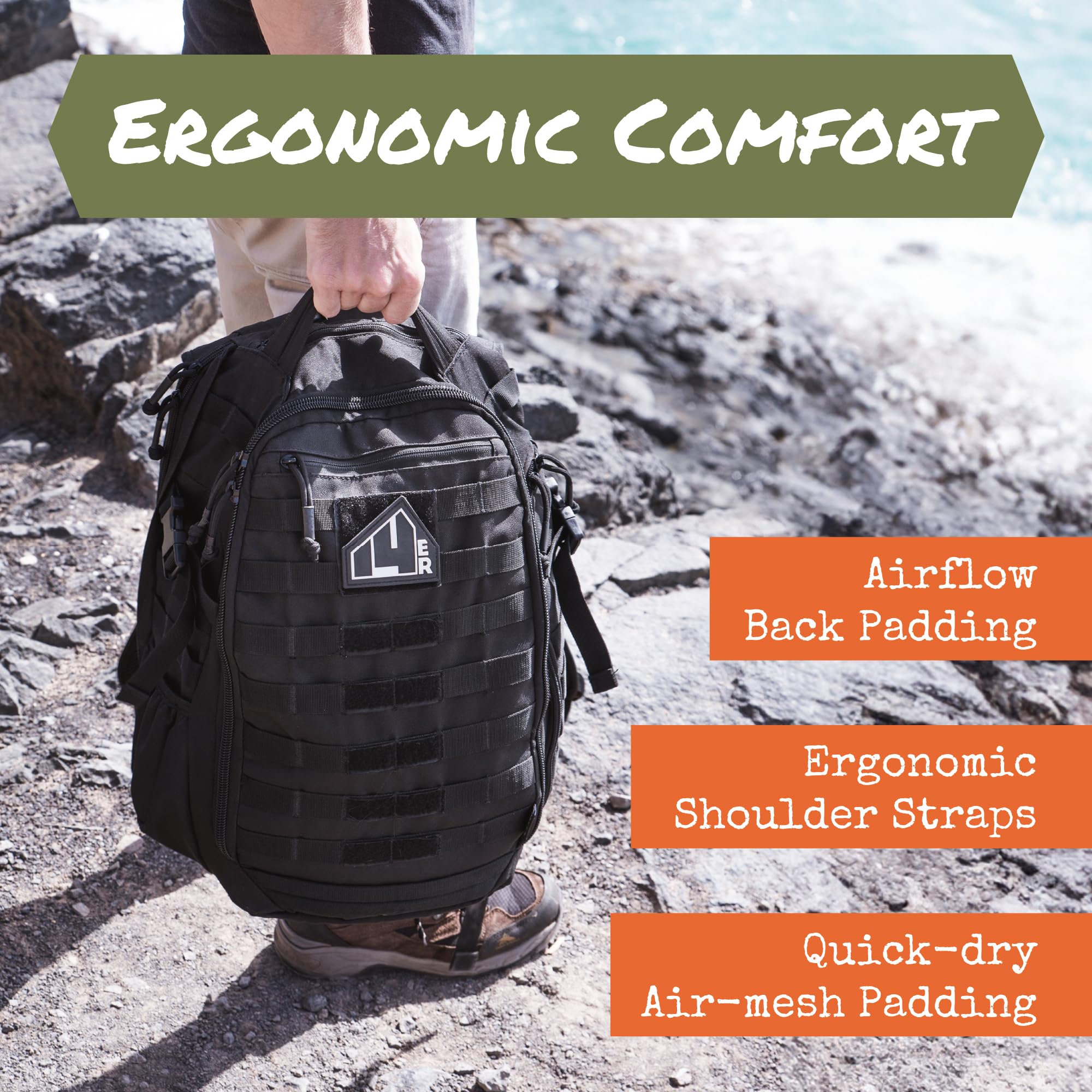 **35L Tactical Backpack for Men - Military MOLLE Rucksack with PALS Webbing | 3-Day Bug Out Army Backpack for Hiking, Survival & EDC | Durable Black Tactical Gear for Outdoor Adventures & Travel**