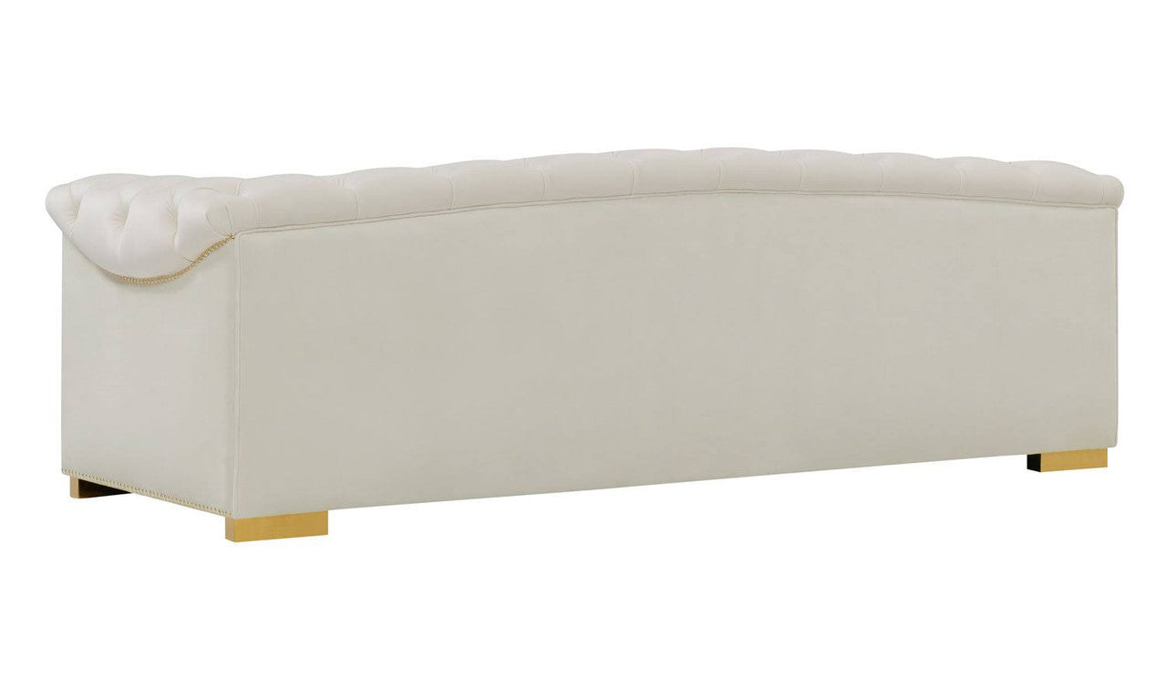 Luxury Corlett Velvet Sofa in Cream - Soft Modern Living Room Furniture for Small Spaces & Apartments | Perfect for Cozy Home Decor & Entertaining Guests