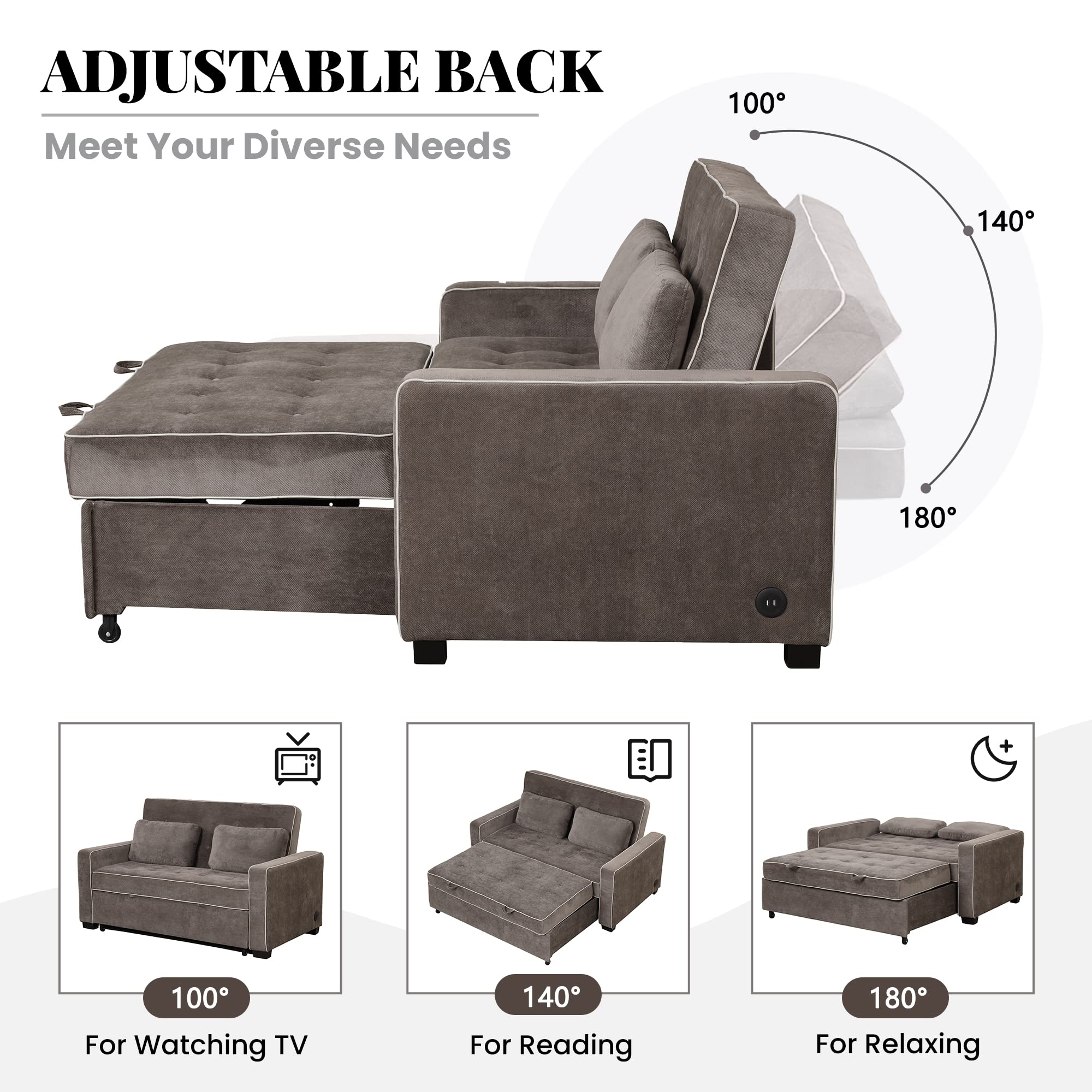 Convertible Sleeper Sofa Bed with Pull-Out Mechanism - Comfortable 3-in-1 Futon Couch for Living Room, Guest Room & Small Spaces - Perfect for Overnight Guests, Movie Nights & Space-Saving Solutions