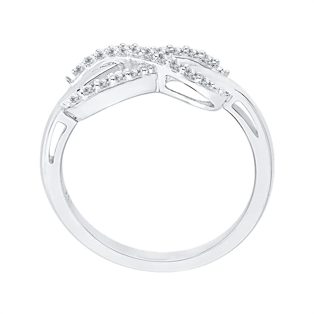 Sterling Silver Infinity Diamond Ring - 1/5 Carat (J-K, I1-I2) - Elegant Jewelry Gift for Women, Anniversary, Wedding, Engagement & Special Occasions