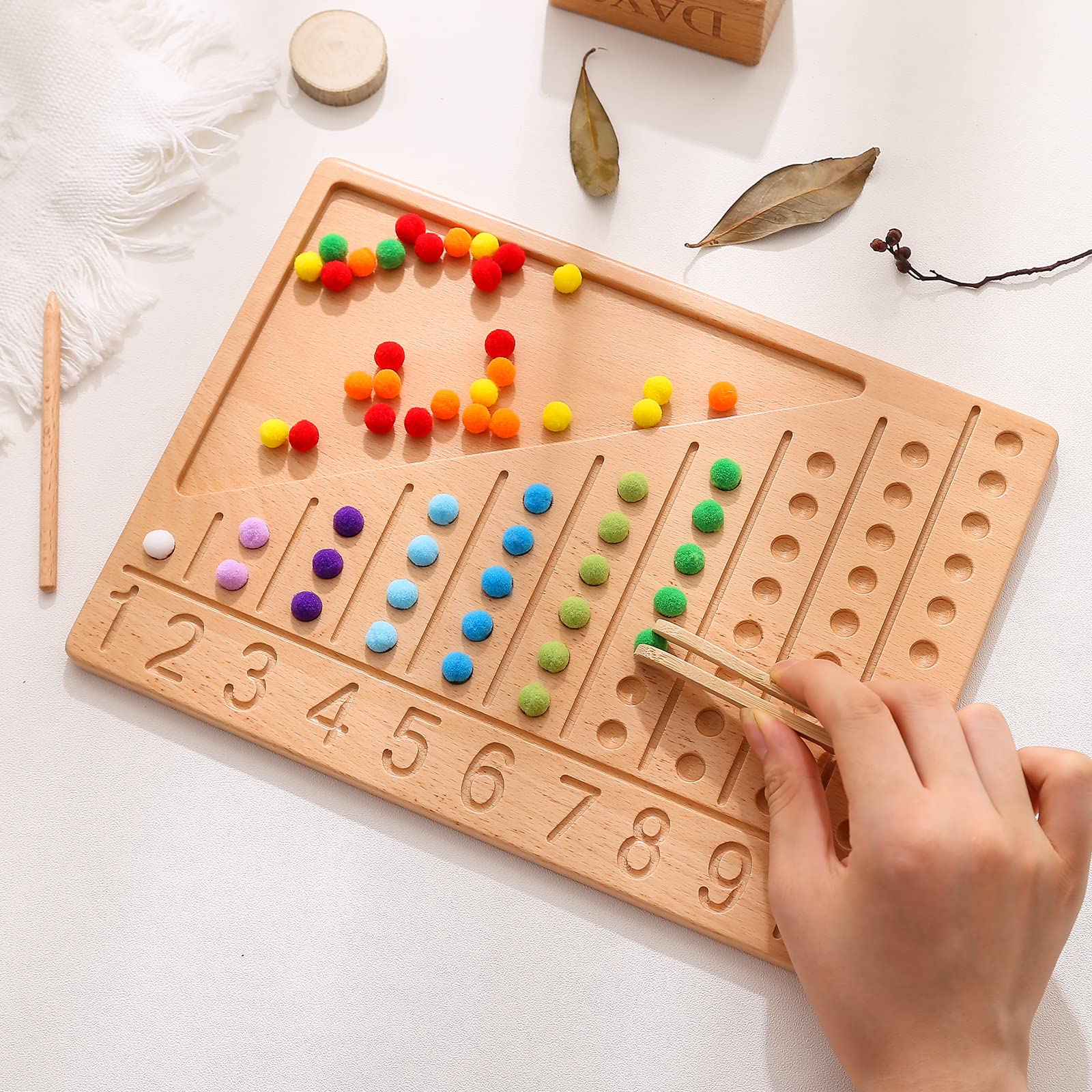 Montessori Wooden Alphabet & Number Board - ABC Letter Writing & Counting Matching Game for Toddlers & Preschoolers - Perfect for Early Learning, Homeschooling & Classroom Activities