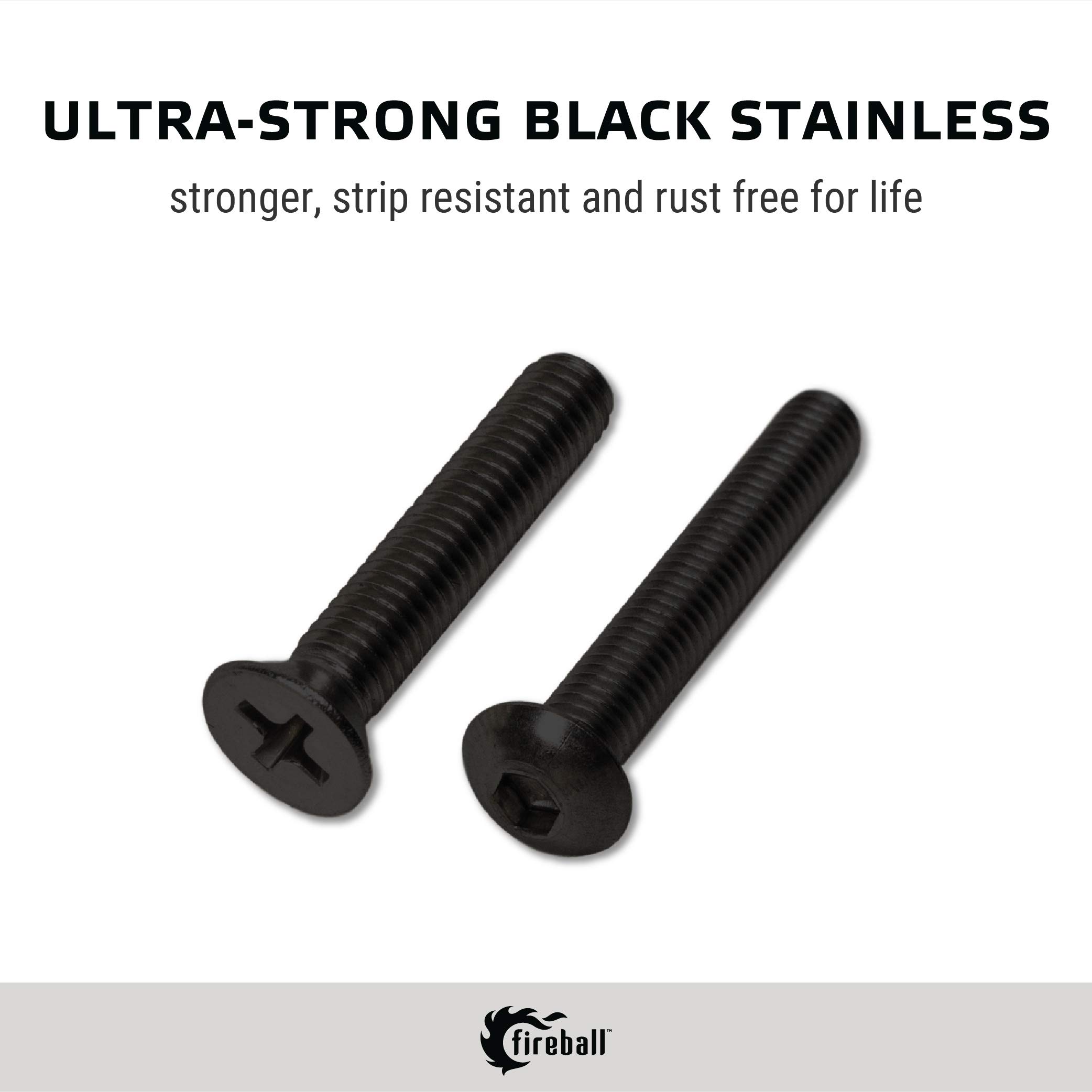 Fireball Dragon Skateboard Hardware Kit - Black Stainless Steel Mounting Screws & Nuts Set for Longboards & Cruisers | Ultra Strong Truck Bolts | Perfect for Street Skating, Commuting & Skatepark Tricks