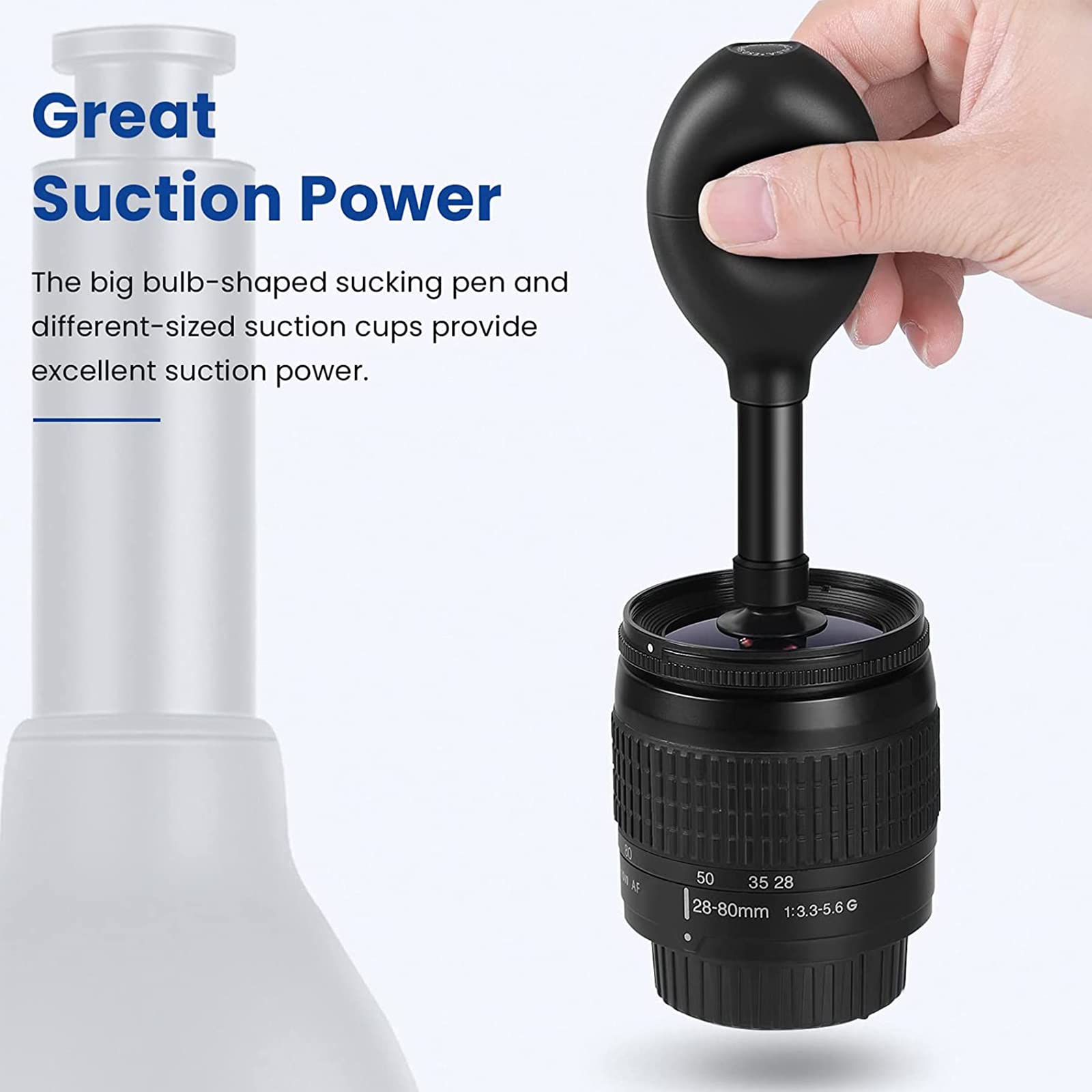 8-in-1 Lens Sucker Kit with 7 Interchangeable Strong Suction Cups - Manual Vacuum Suction Pen for Lens Repair, Watch & Electronics Cleaning - Perfect for Camera Lenses, Smartphone Screens & Small Parts Maintenance