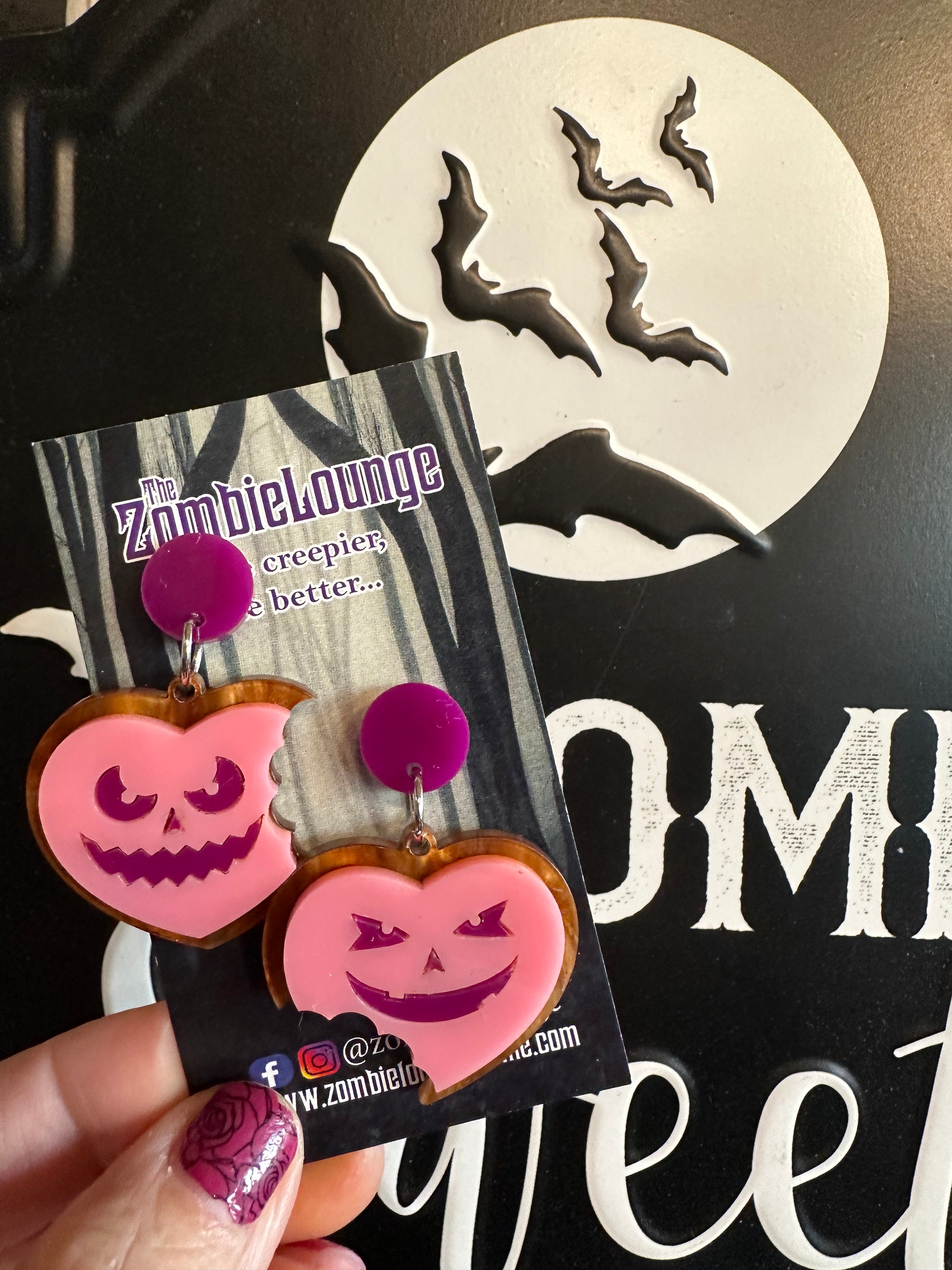 Valloween Heart Cookie Earrings - Cute Valentine's Day & Halloween Jewelry for Women - Perfect for Parties, Gifts & Everyday Wear