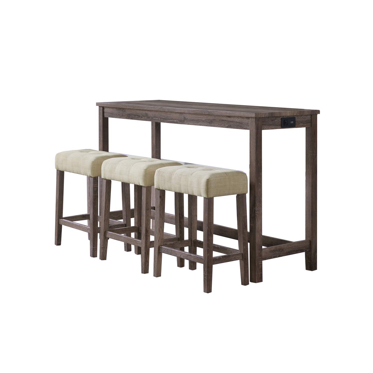 Picket House Furnishings Turner 3-Piece Multipurpose Bar Table Set in Grey - Perfect for Kitchen, Dining Room, Patio & Small Space Living