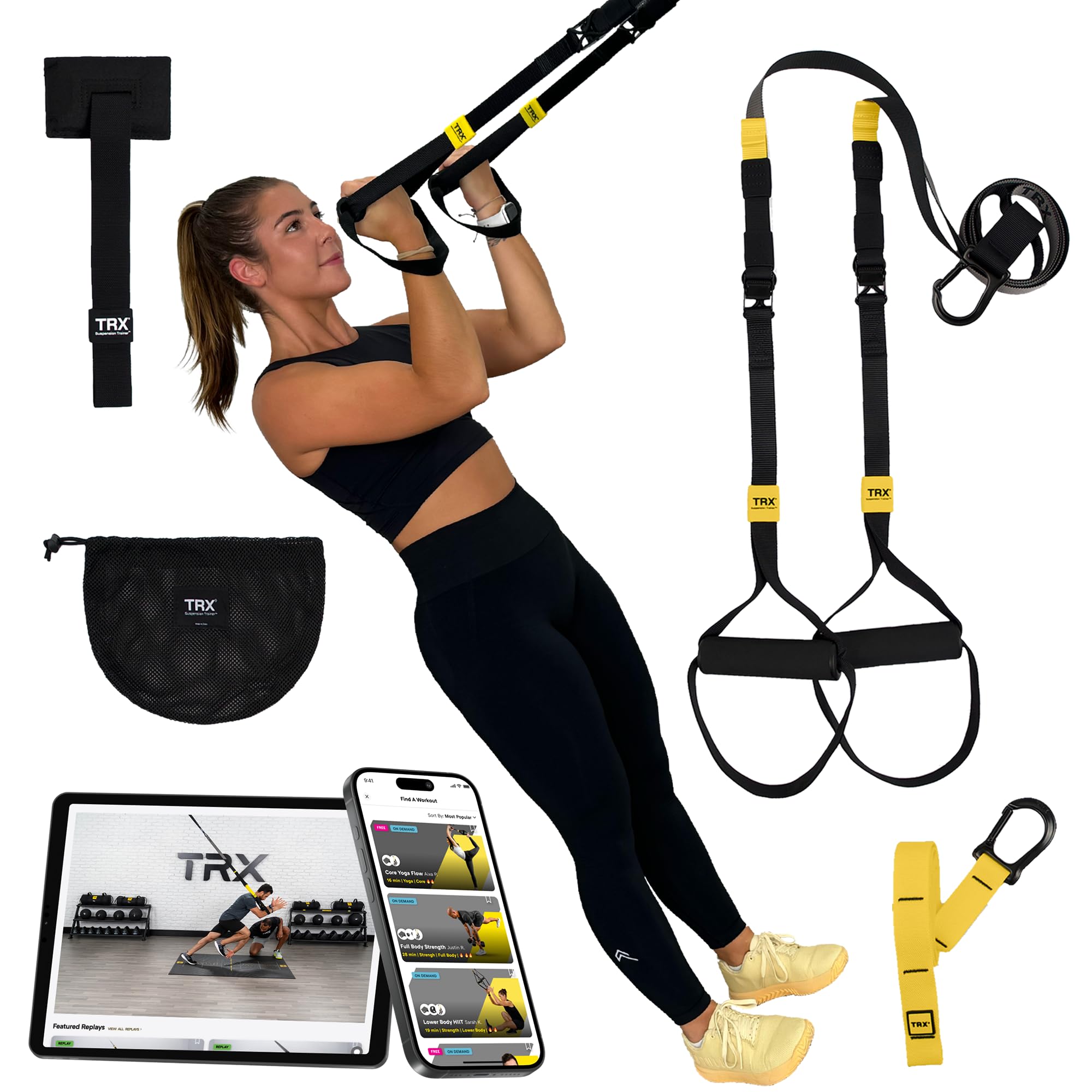 TRX GO Suspension Trainer System - Portable Full Body Workout Equipment for Home & Outdoor Fitness | Lightweight Training Tool for All Levels | Fast & Effective Strength Exercises (Grey) | Perfect for Travel, Apartment Workouts & Park Training