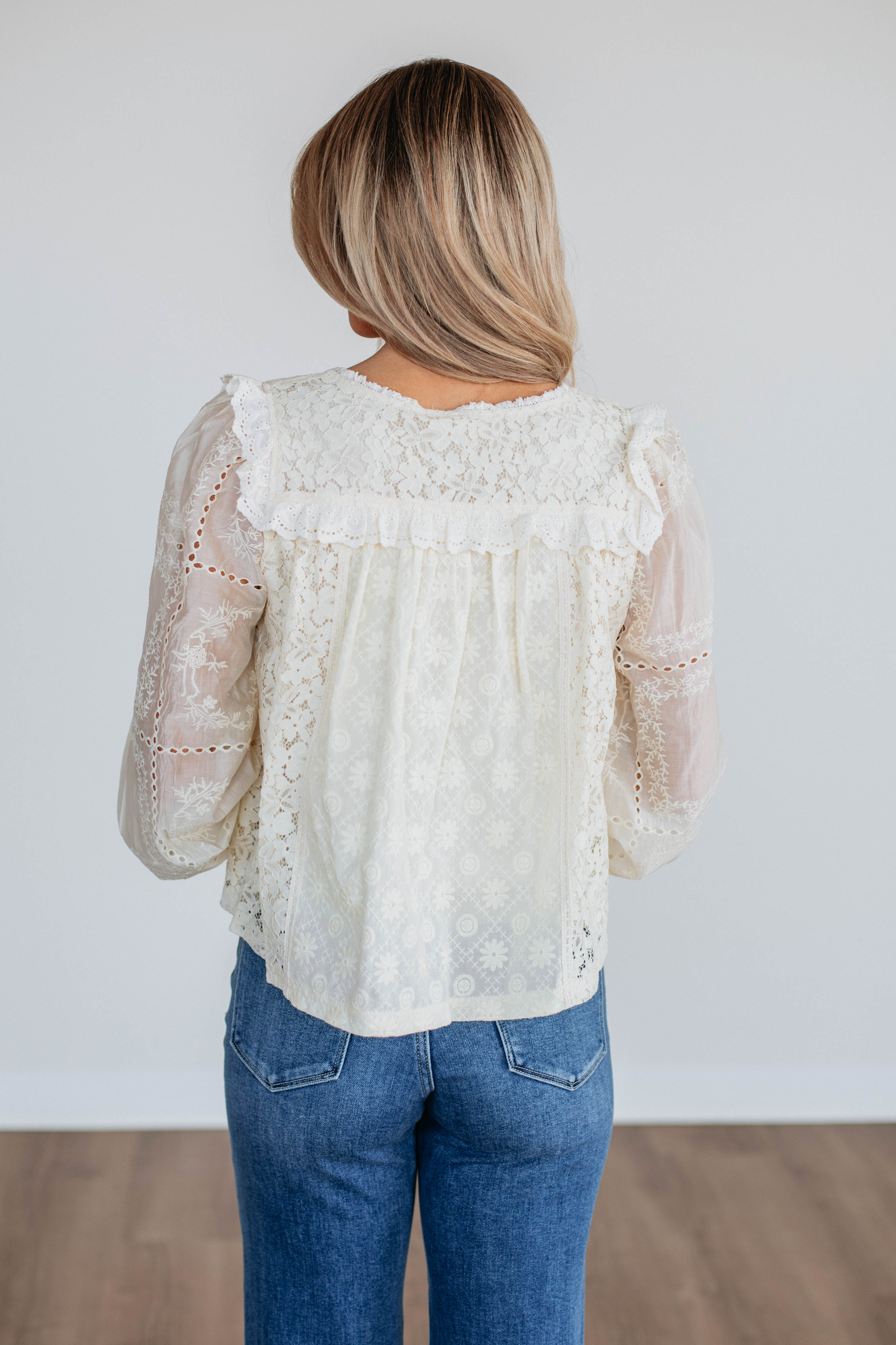 Elegant Arely Lace Blouse for Women - Romantic Floral Embroidered Top - Perfect for Date Night & Special Occasions