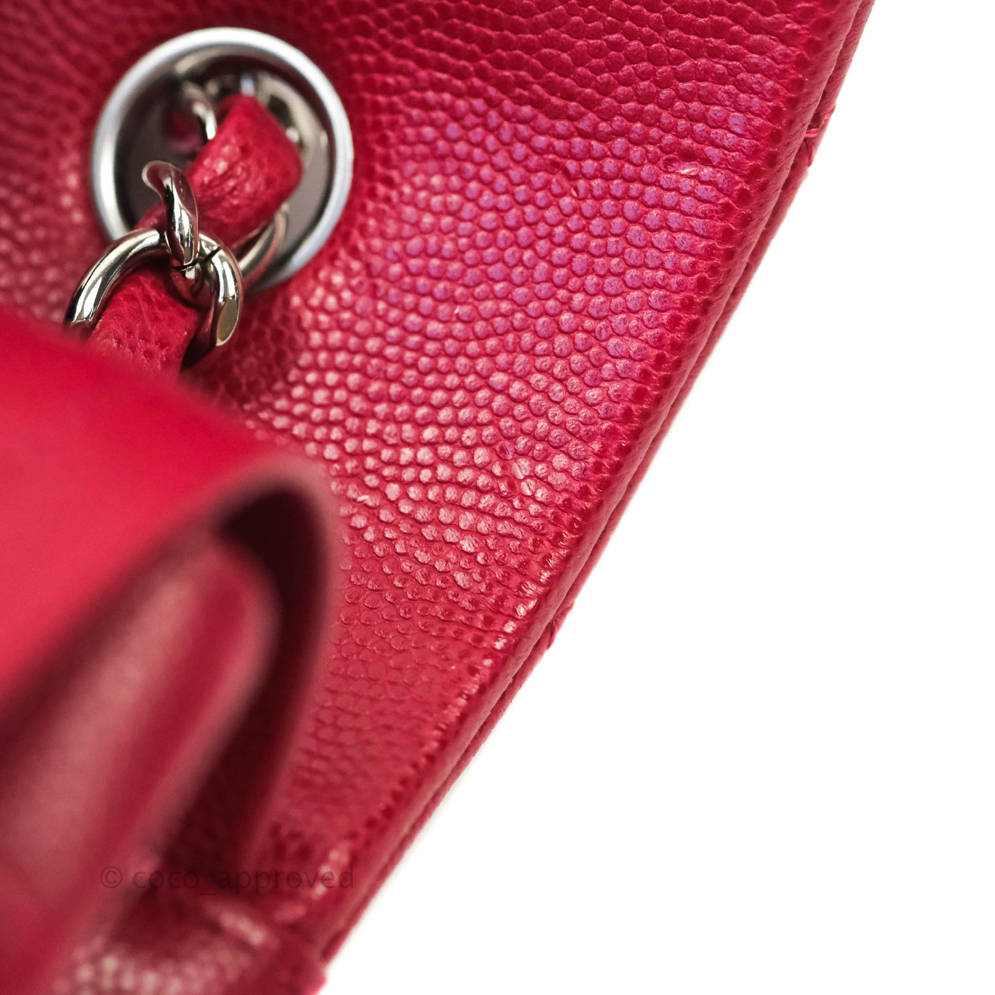 Chanel Classic Medium Double Flap Bag - Red Caviar Leather with Silver Hardware | Authentic Luxury Handbag for Women | Perfect for Parties, Weddings & Everyday Elegance