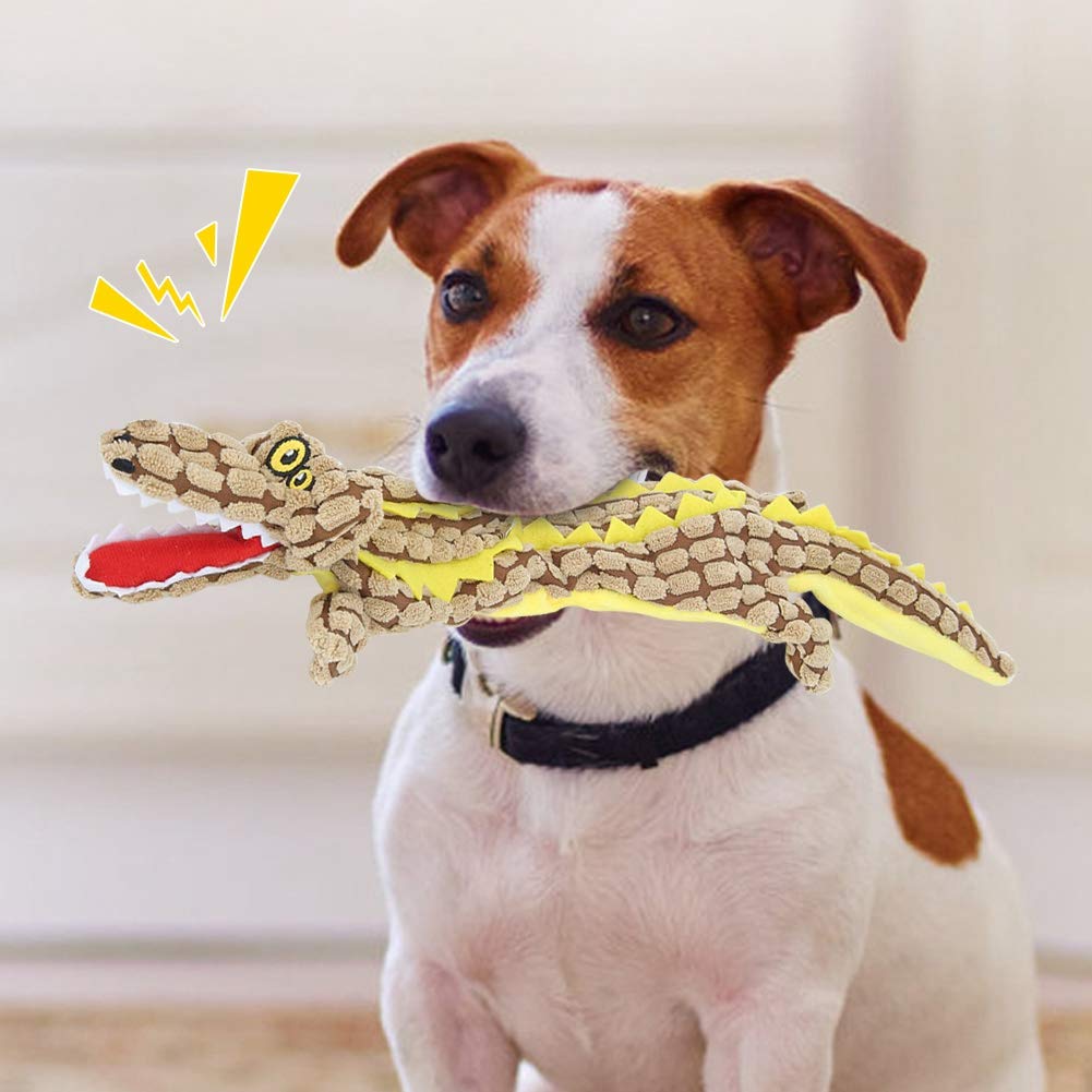 **Sugoyi Soft Plush Dog Chew Toy with Built-in Squeaker - Durable & Safe for Small & Large Dogs - Perfect for Playtime, Training & Teething Relief (Brown)**    *(Use Case: Great for interactive play, boredom relief, and promoting healthy chewing habits for puppies and adult dogs.)*