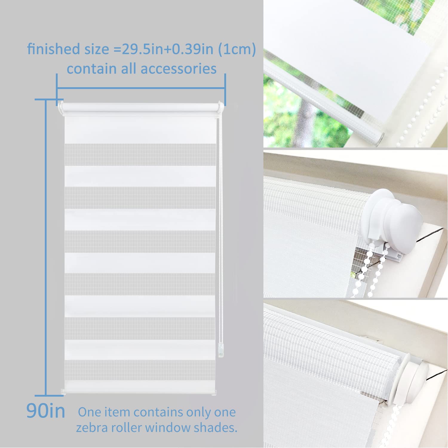 Zebra Roller Window Shades - 29.5
