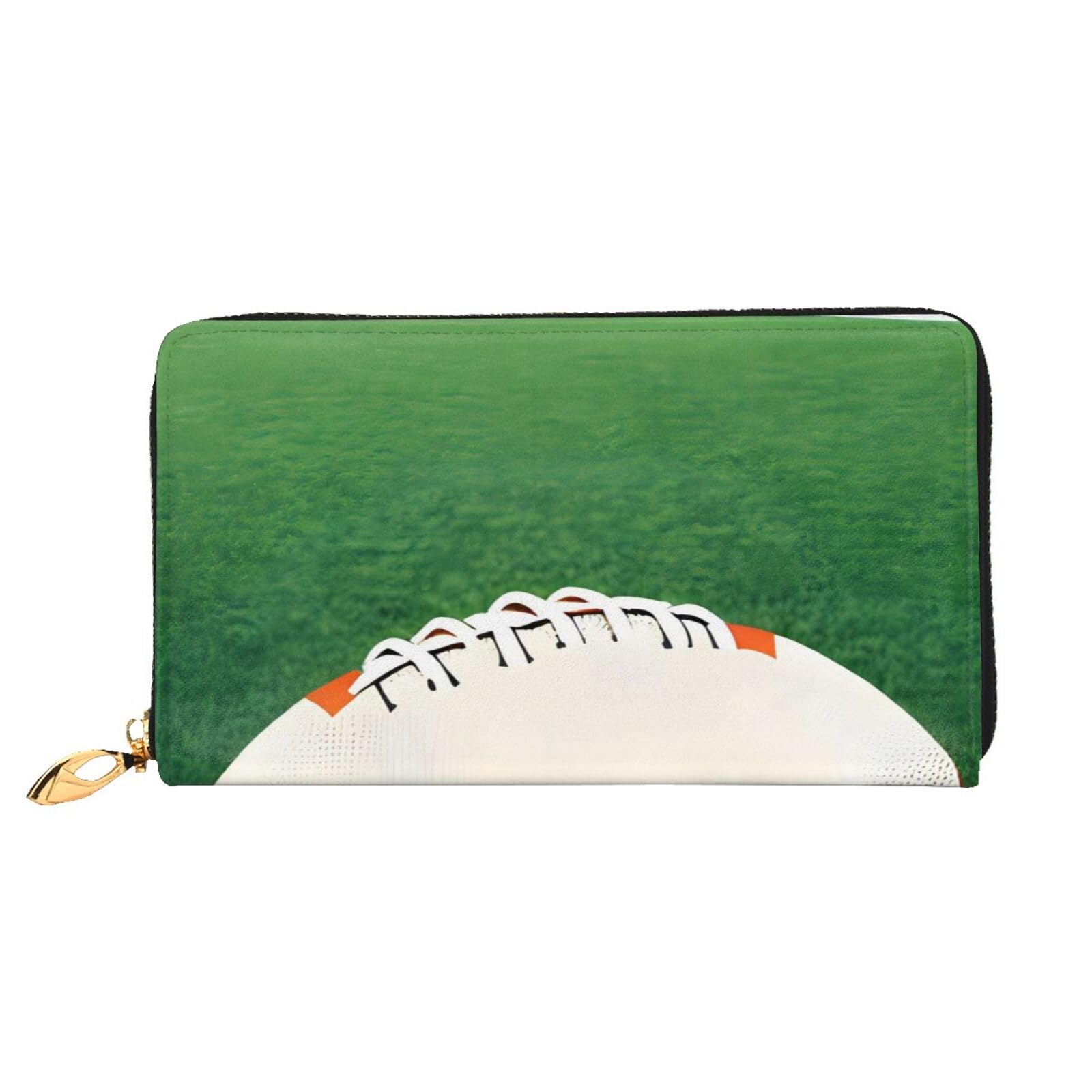 Fanruoxian White Rugby Ball Wallet - Large Capacity Zipper Wallet with Multi-Card Organizer (7.48x4.13 Inches, Black) - Perfect for Travel, Sports & Everyday Use