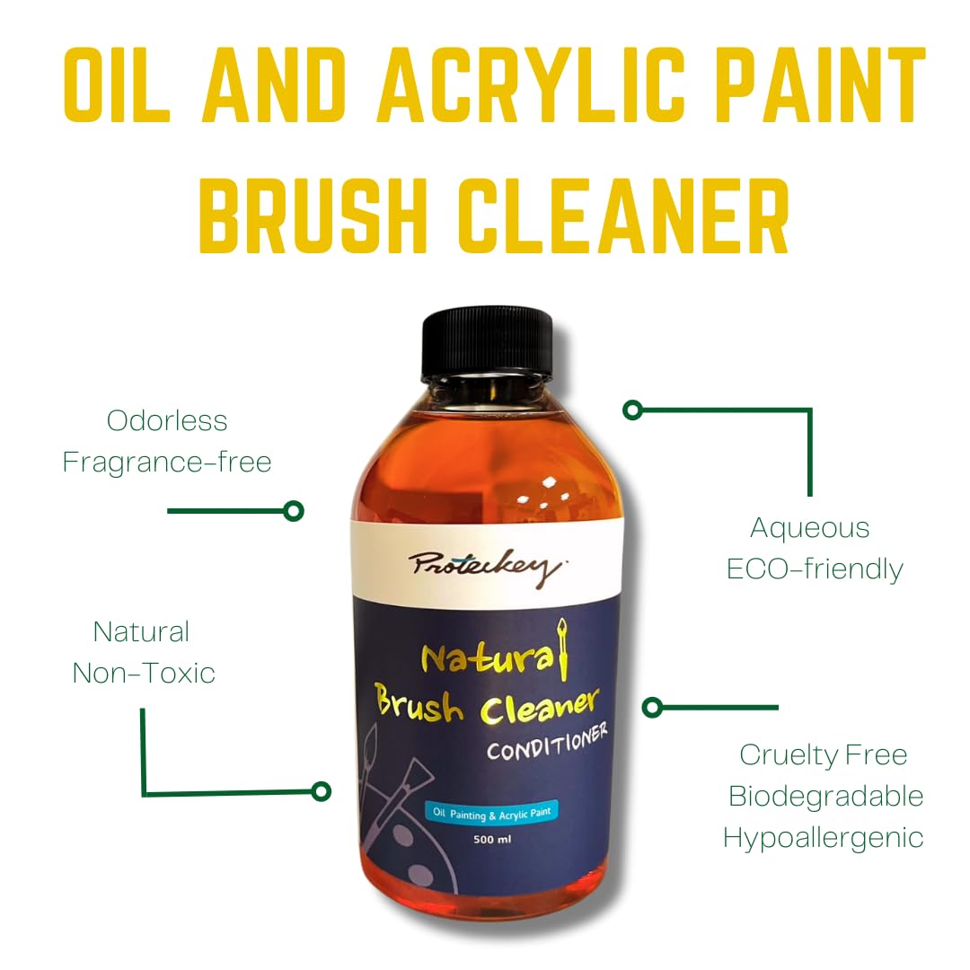 Natural Paint Brush Cleaner & Conditioner - Non-Toxic, Odorless for Oil & Acrylic Paints - Perfect for Kids & Artists