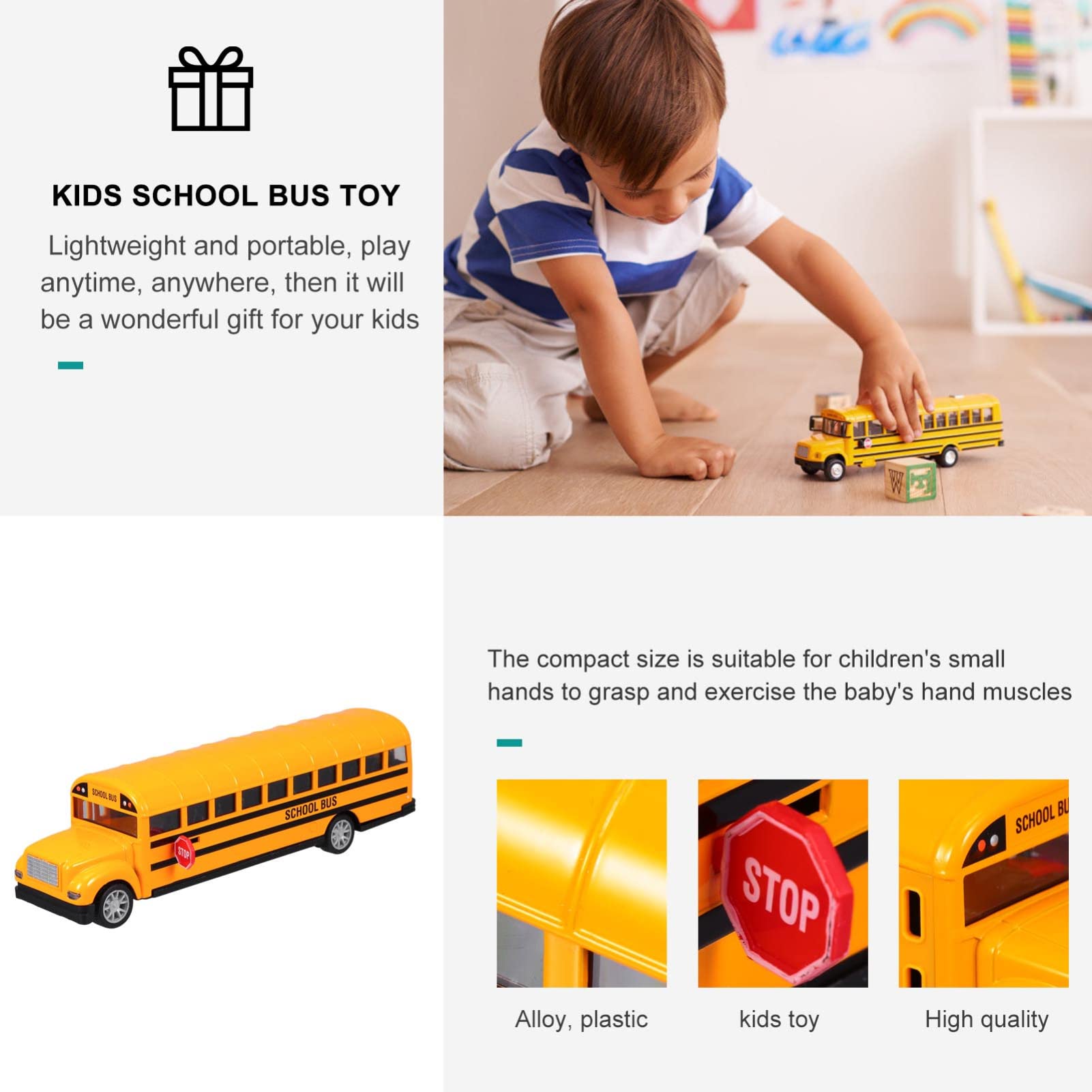 ibasenice 1Pc School Bus Toy Car - Realistic Miniature Model Vehicle for Kids & Toddlers | Perfect for Pretend Play, Early Learning & Collectible Display