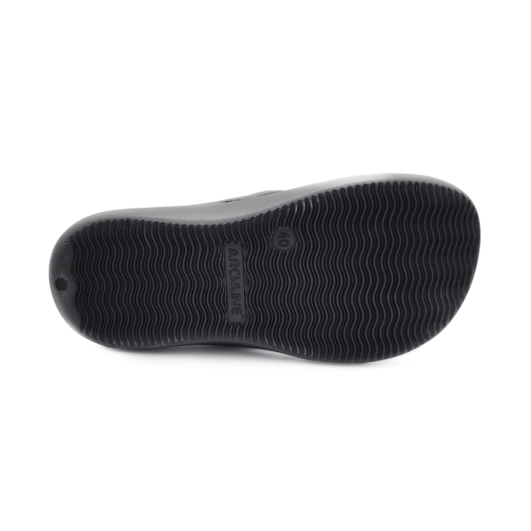 Archline Rebound Orthotic Thongs for Women & Men - Black Comfortable Sandals with Arch Support for Plantar Fasciitis, Flat Feet & Foot Pain Relief - Perfect for Walking, Travel & Everyday Wear