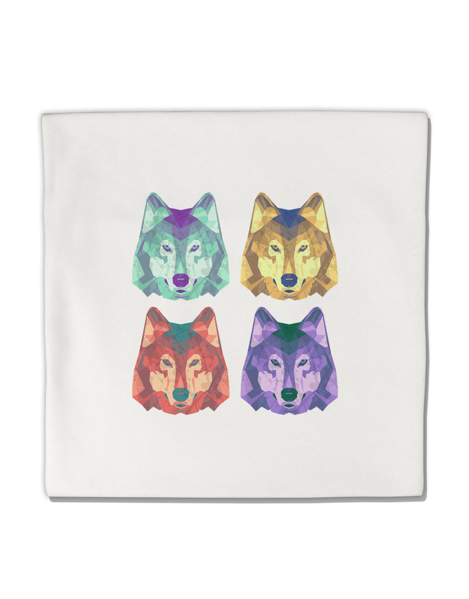 Geometric Wolf Head Pop Art Micro Fleece Pillow Sham 14x14 Inches - Modern Home Decor for Living Room, Bedroom & Dorm