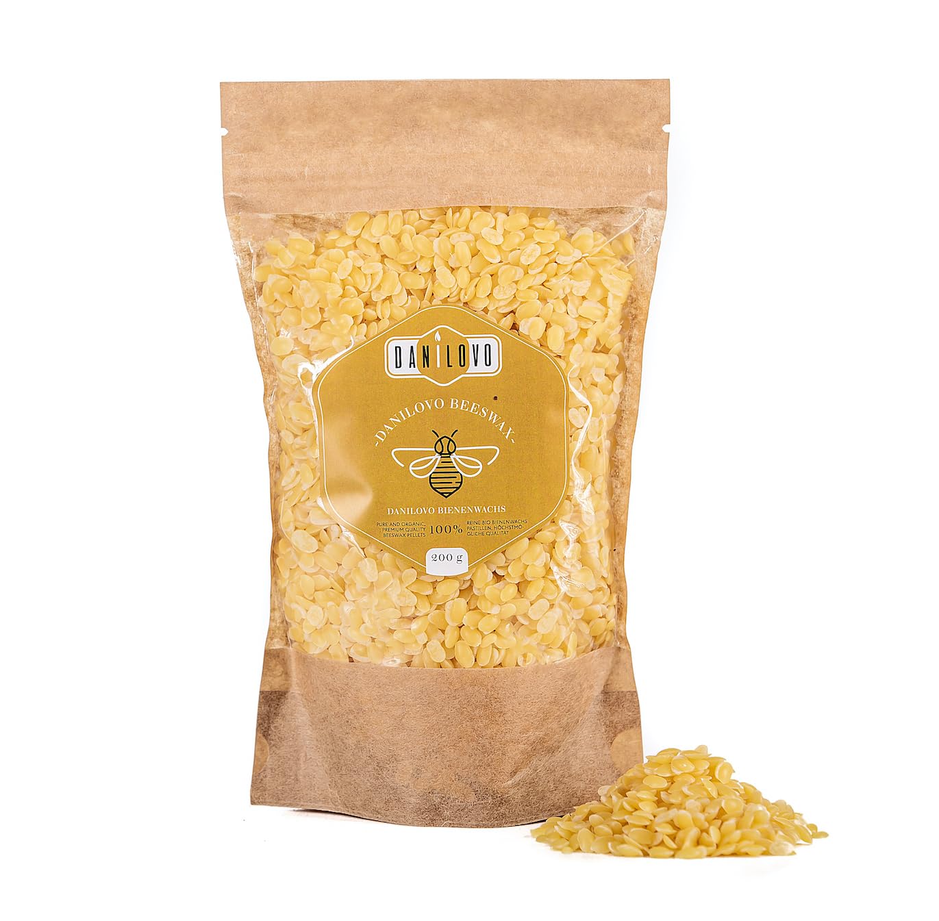 100% Pure Natural Beeswax Pellets 7 oz - Food Grade Candle Making Wax for DIY Candles, Soap & Lotion - Long Burning Beeswax Pellets with No Additives - Perfect for Home Spa, Aromatherapy & Handmade Gifts by Danilovo (Yellow)
