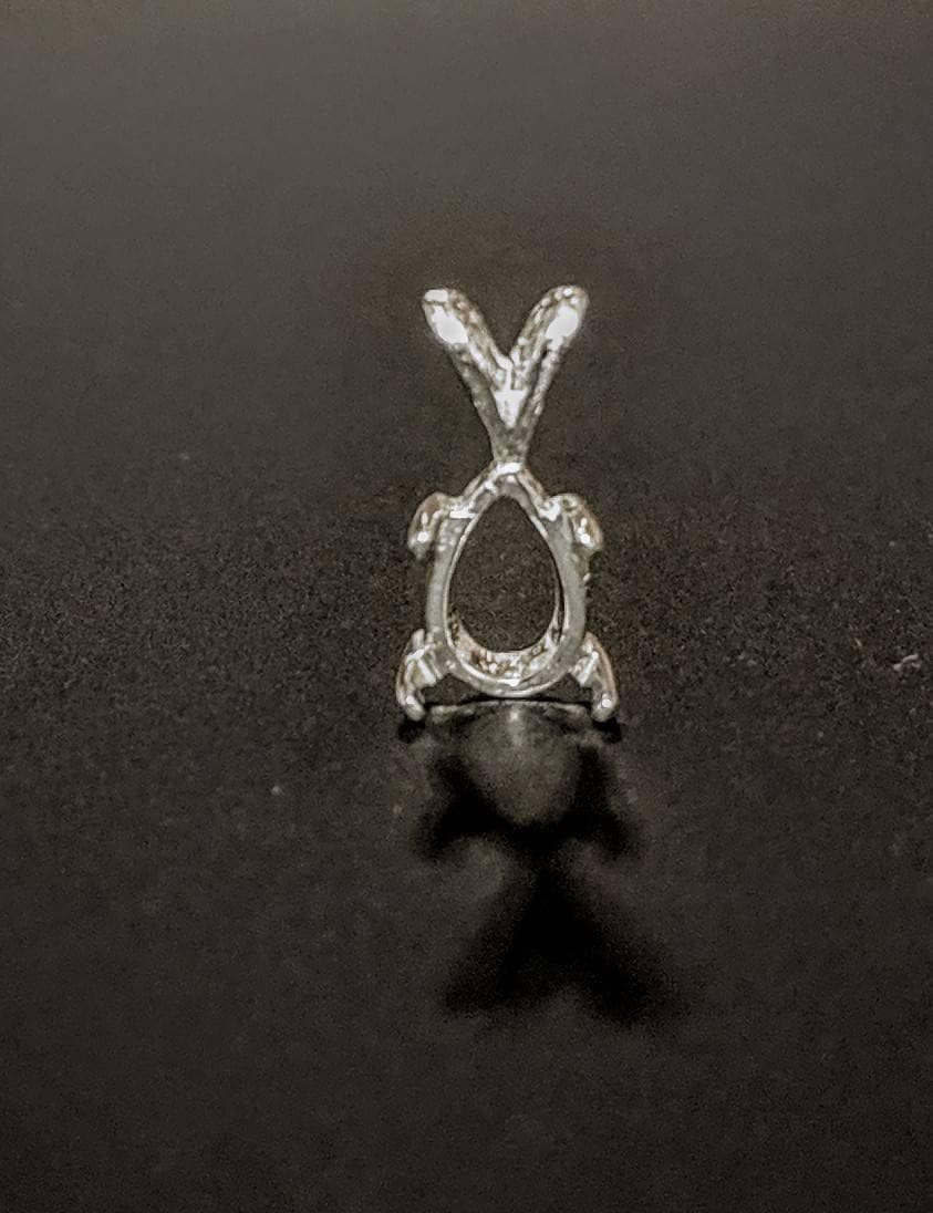 5x3mm 18x13mm Pear Cabochon Pendant Setting - Solid Sterling Silver or 14K White/Yellow Gold - Handmade in USA - Perfect for Jewelry Making, DIY Necklaces & Custom Gemstone Designs