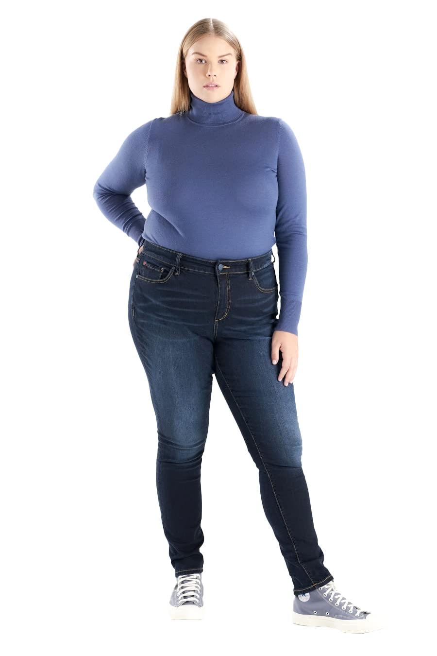 Premium Women's Plus Size Stretch High Rise Skinny Jeans - Comfortable & Flattering Slim Fit Denim Pants in Indigo | Perfect for Casual Wear, Office & Date Nights