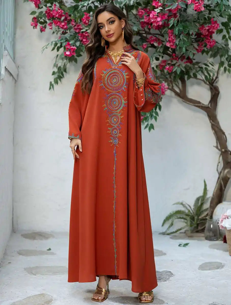 Elegant Eid Jalabiya Caftan Dress for Women - Traditional Embroidered Kaftan Gown - Perfect for Eid Celebrations, Weddings & Special Occasions